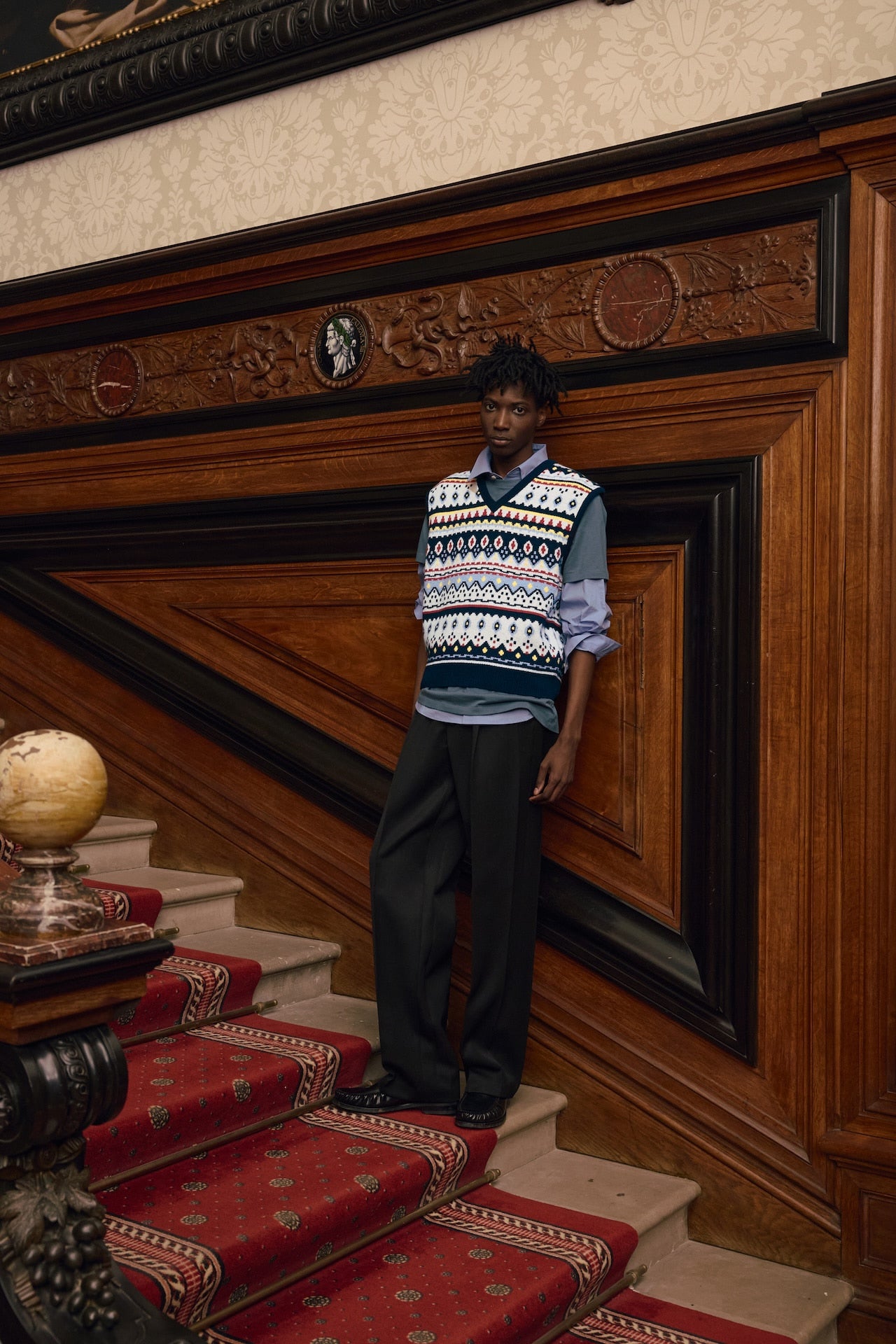 STU - Jacquard Sweater Vest (Navy) product image 8 | TRAB K-Fashion Australia