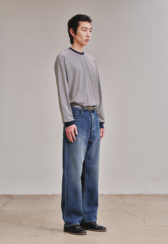 Art if acts - Washed Stripe Long Sleeve (Navy) product image 4 | TRAB K-Fashion Australia