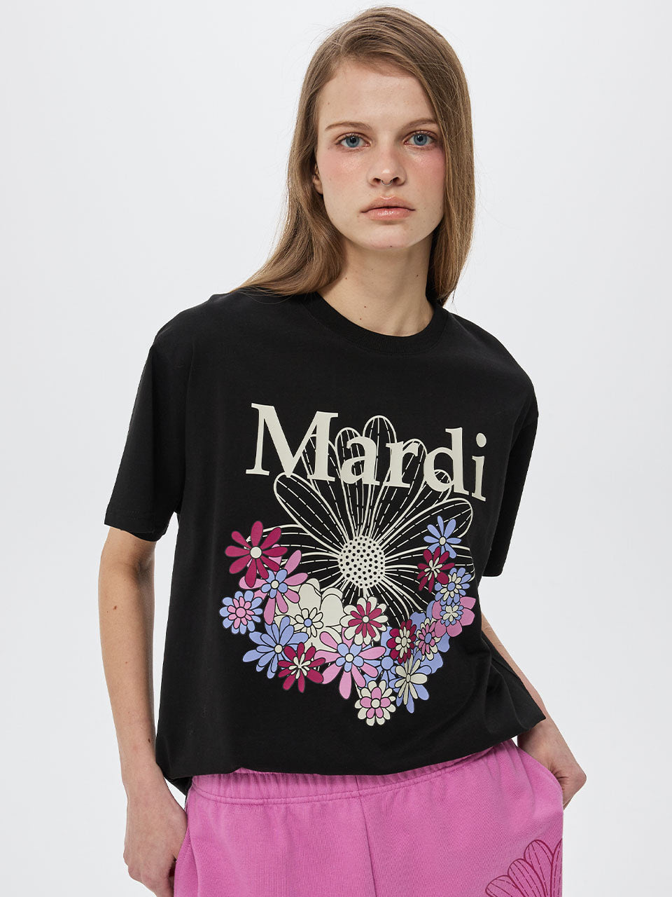 Mardi Mercredi - [Pre-Order – Ships August 14] Tshirt Flowermardi Jardin Vvd (Black Ivory) product image 1 | TRAB K-Fashion Australia