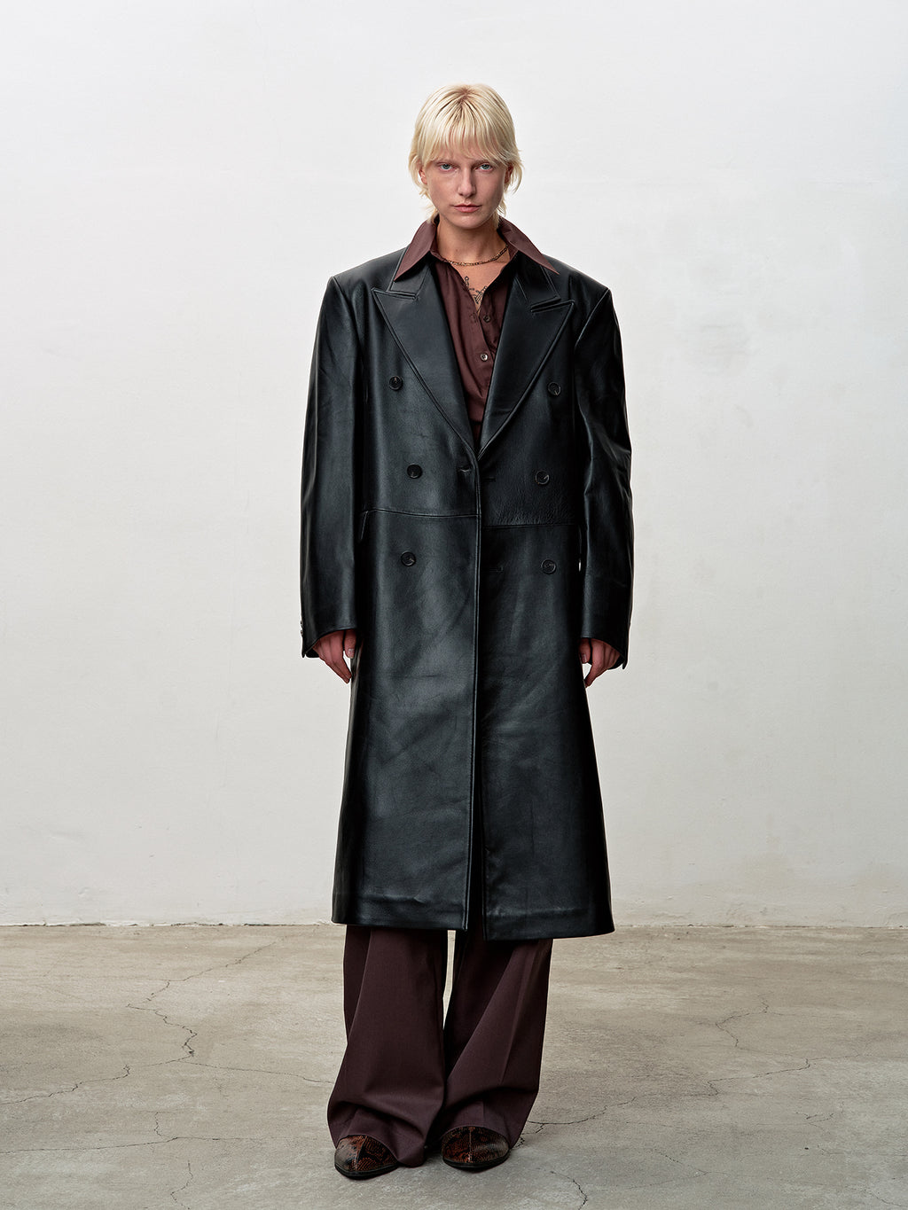 Tonywack - Nappa Leather Double-Breasted Coat (Black) product image 2 | TRAB K-Fashion Australia