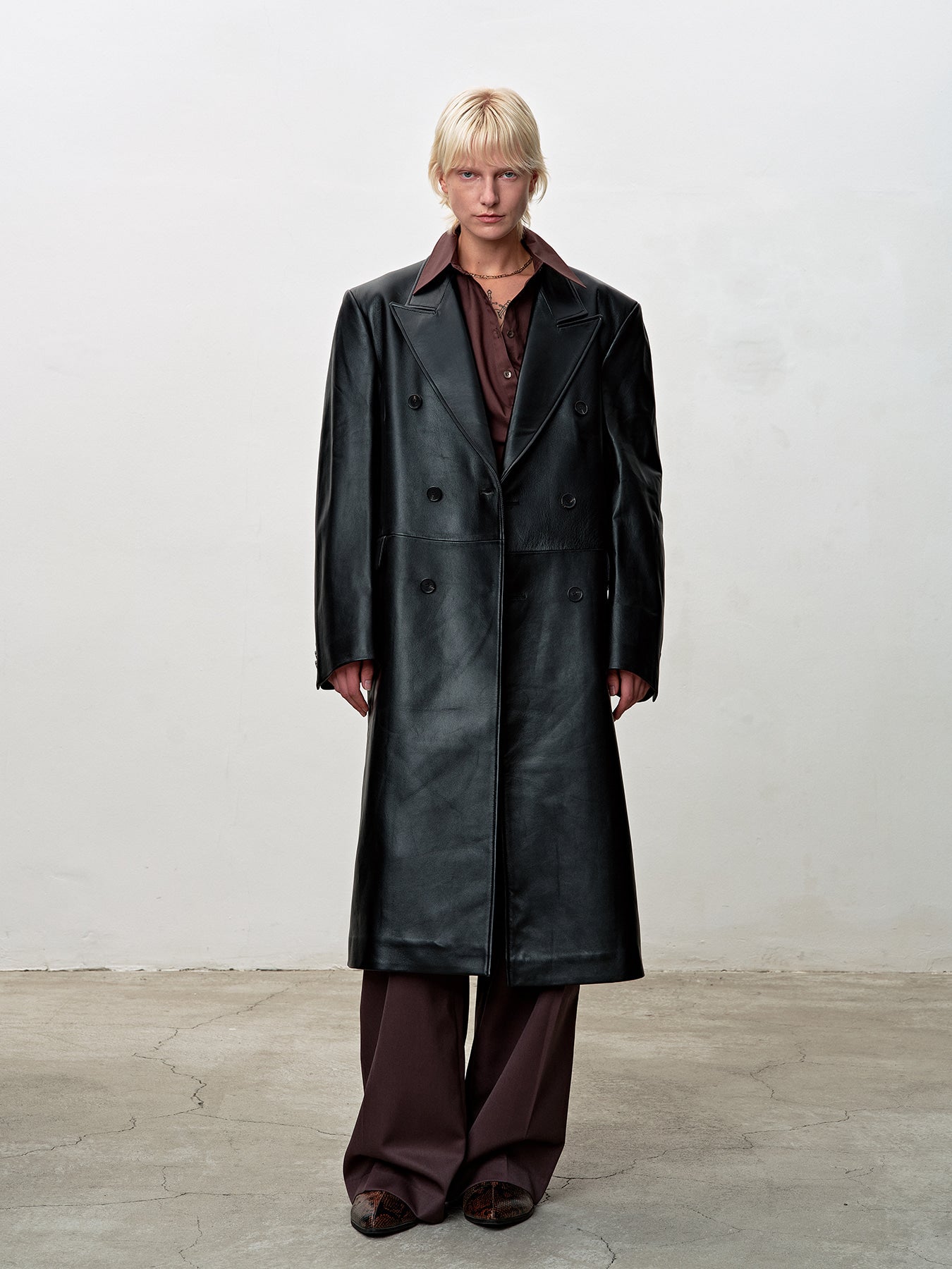 Tonywack - Nappa Leather Double-Breasted Coat (Black) product image 2 | TRAB K-Fashion Australia