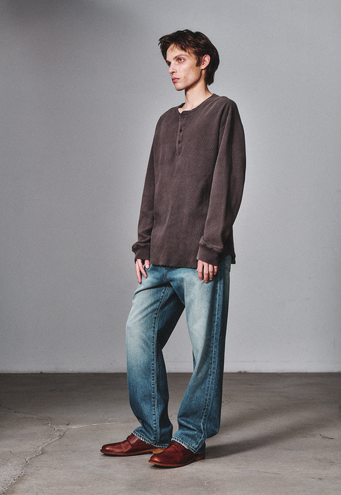 Art if acts - Garment Dyed Waffle Henley (Faded Charcoal) product image 2 | TRAB K-Fashion Australia