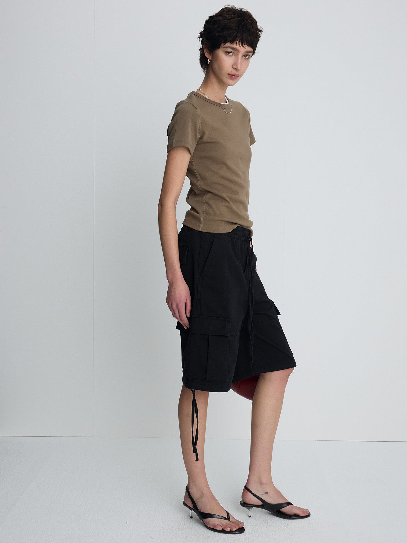 Tonywack - Ribbed Half Sleeve T-Shirts (Taupe) product image 1 | TRAB K-Fashion Australia