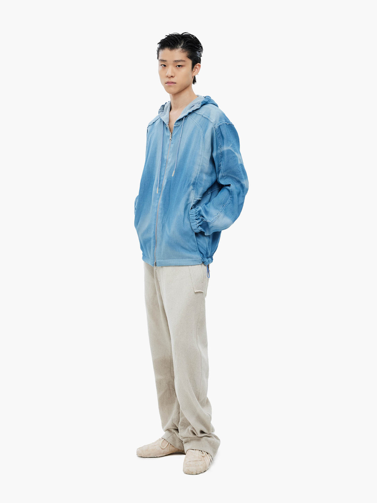Jiyong Kim - Sun-Bleached Curved Trousers (Ivory) product image 2 | TRAB K-Fashion Australia