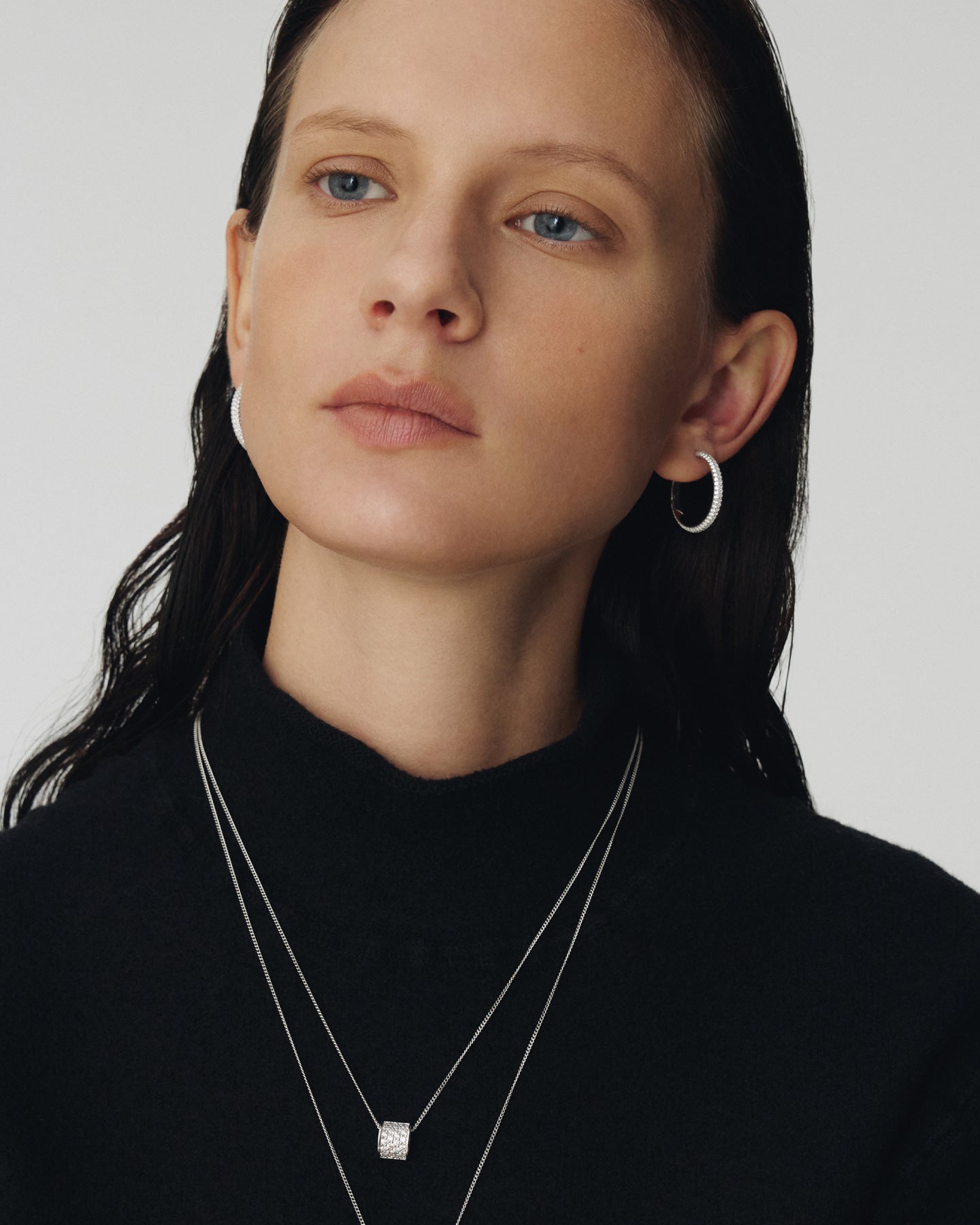 Numbering - Basic Pave Hoop Earrings #3207 product image 6 | TRAB K-Fashion Australia