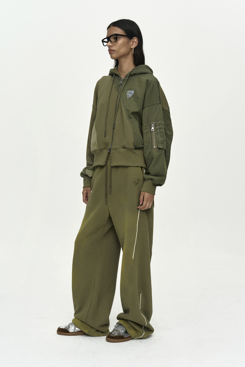 Andersson Bell - Unisex Piping Line Dyed Sweat Pants (Khaki) product image 2 | TRAB K-Fashion Australia