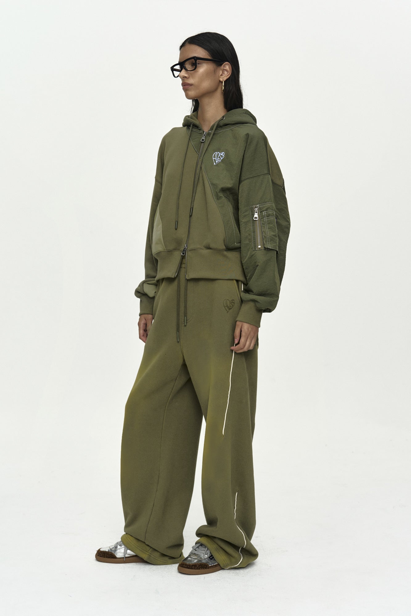 Andersson Bell - Unisex Piping Line Dyed Sweat Pants (Khaki) product image 2 | TRAB K-Fashion Australia