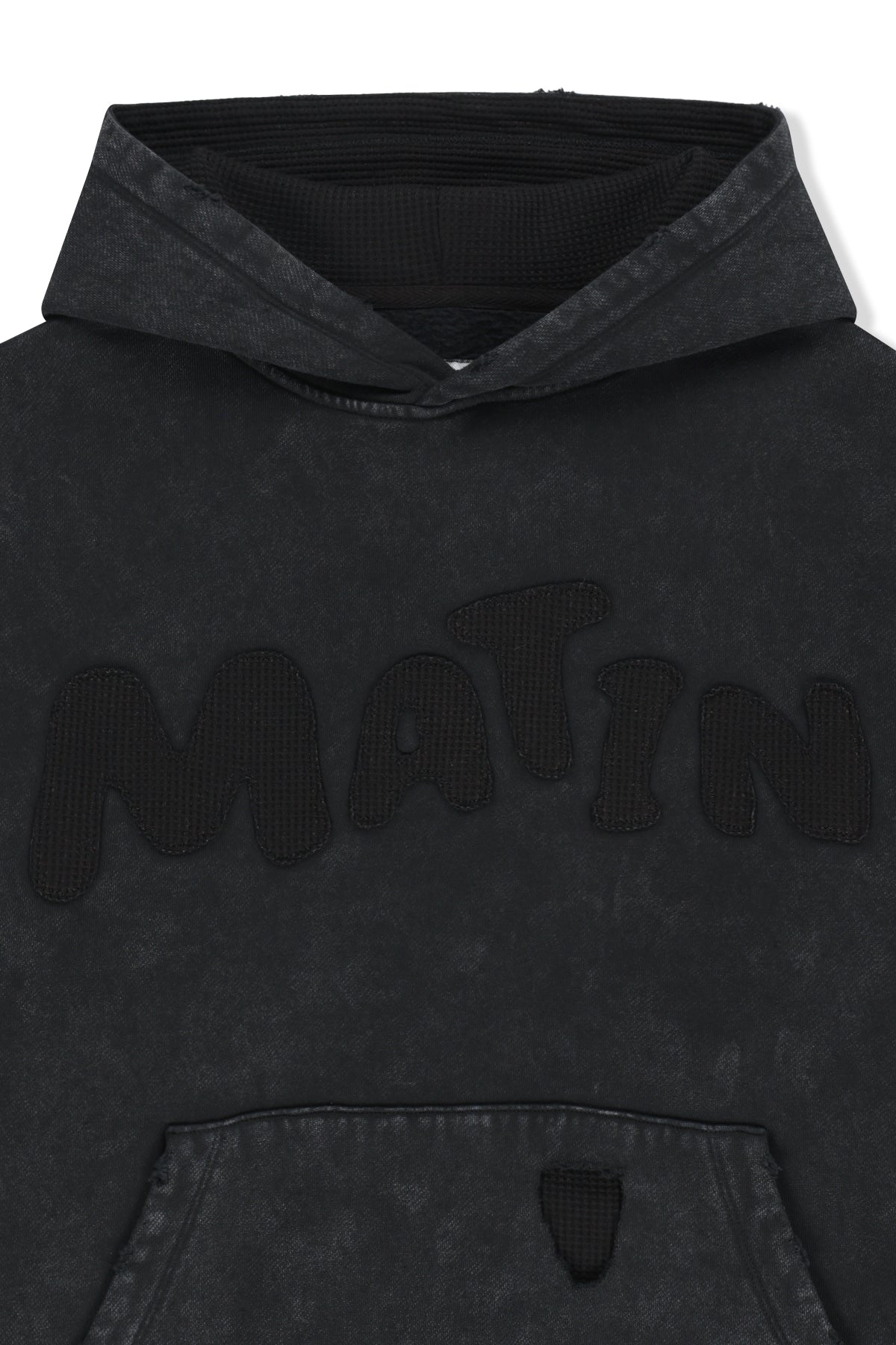 Matin Kim - Waffle Applique Logo Hood Top (Charcoal) product image 3 | TRAB K-Fashion Australia