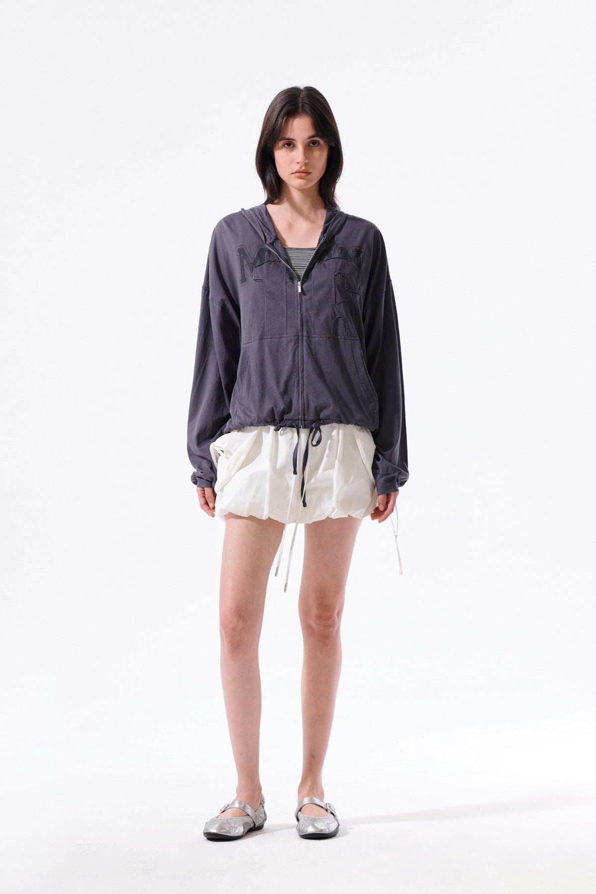 Matin Kim - Matin 16 Applique Logo Hoody Zip Up (Dark Navy) product image 11 | TRAB K-Fashion Australia