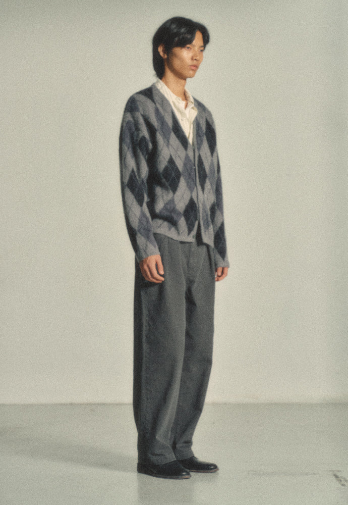 Art if acts - Mohair Argyle Cardigan (Charcoal) product image 2 | TRAB K-Fashion Australia