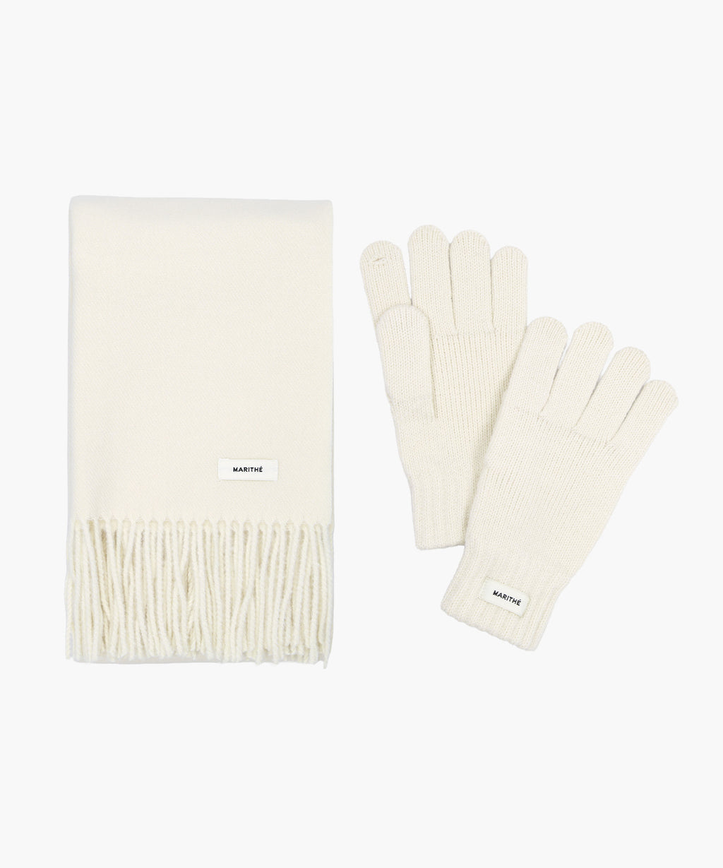 Marithe & Francois Girbaud - Regular Logo Muffler & Glove Set (Ivory) product image 1 | TRAB K-Fashion Australia