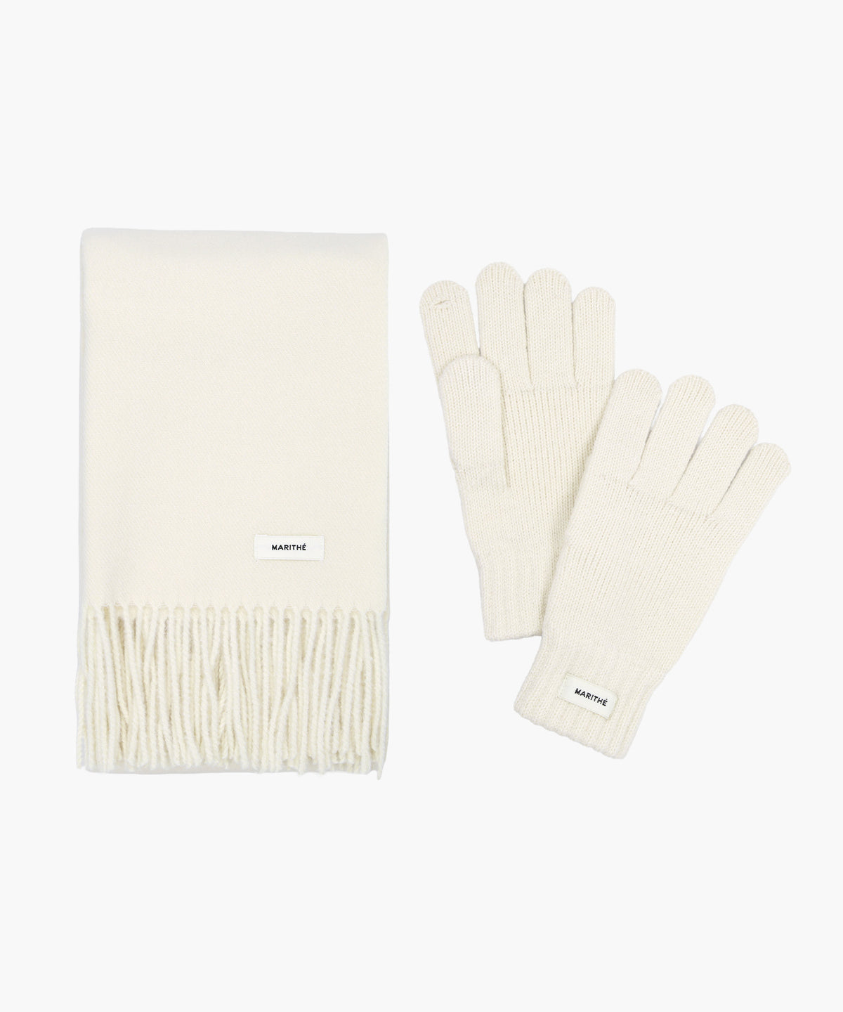 Marithe & Francois Girbaud - Regular Logo Muffler & Glove Set (Ivory) product image 1 | TRAB K-Fashion Australia