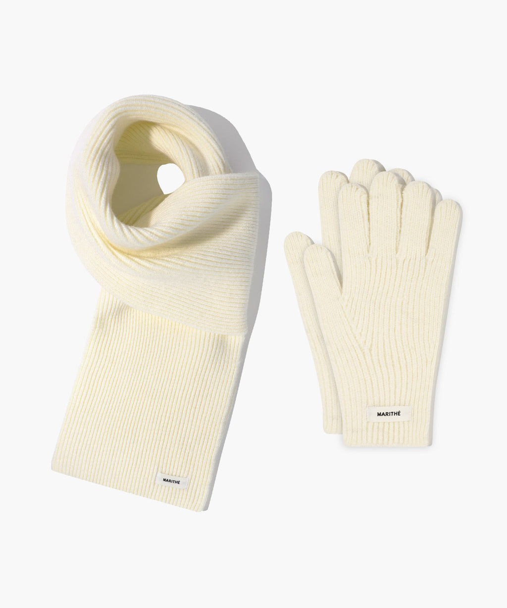 Marithe & Francois Girbaud - Regular Logo Muffler&glove (Cream) product image 1 | TRAB K-Fashion Australia