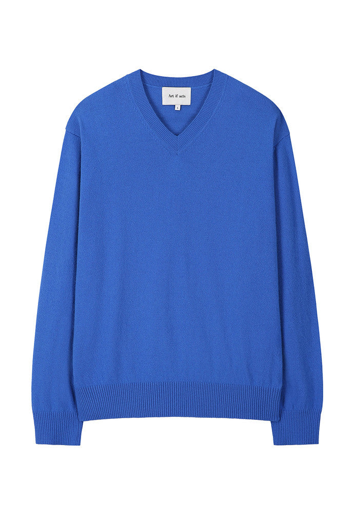 Art if acts - Cashmere V-Neck Knit (Cobalt Blue) product image 5 | TRAB K-Fashion Australia
