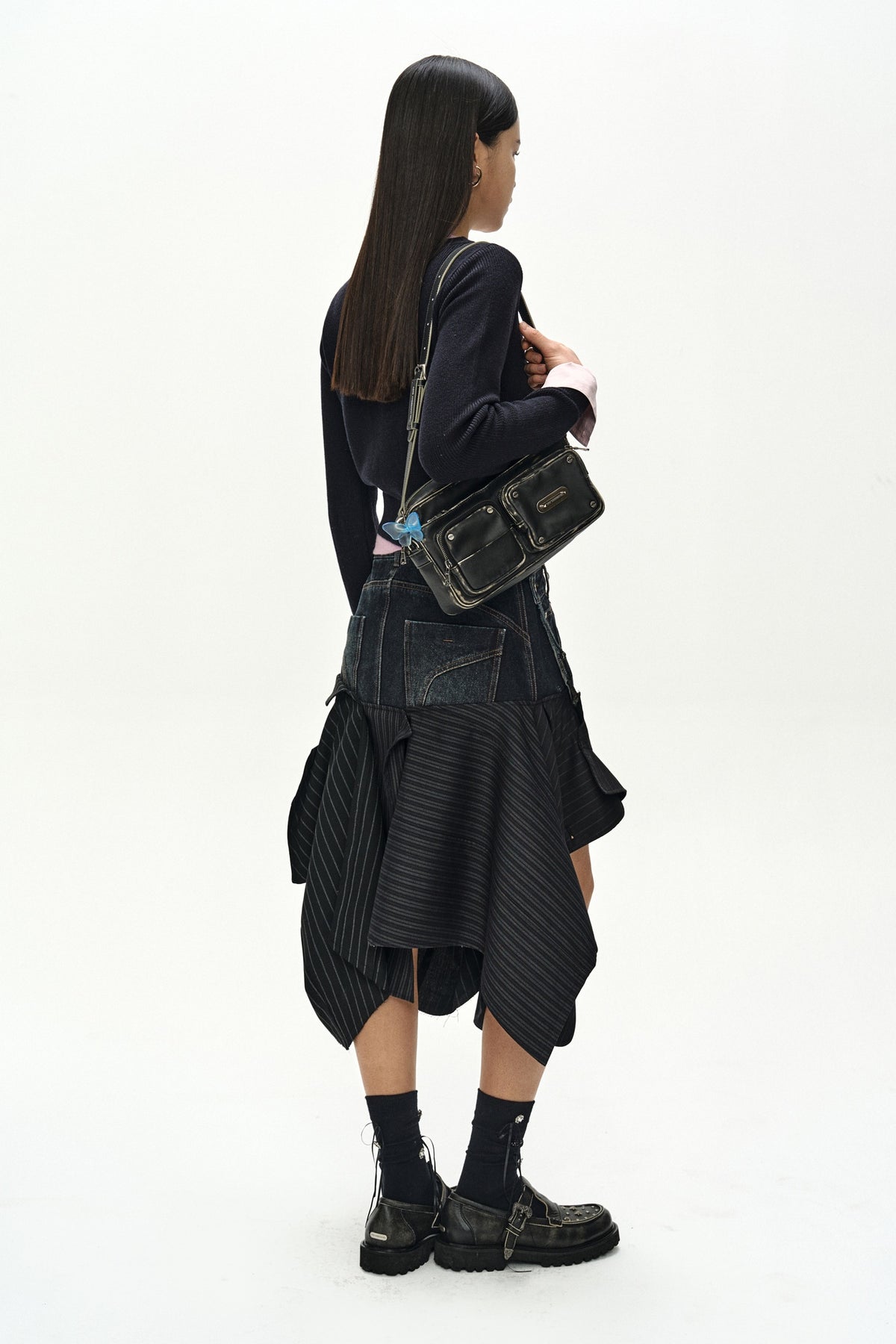 Andersson Bell - Reworked Denim Panel Wrap Skirt (Black) product image 4 | TRAB K-Fashion Australia