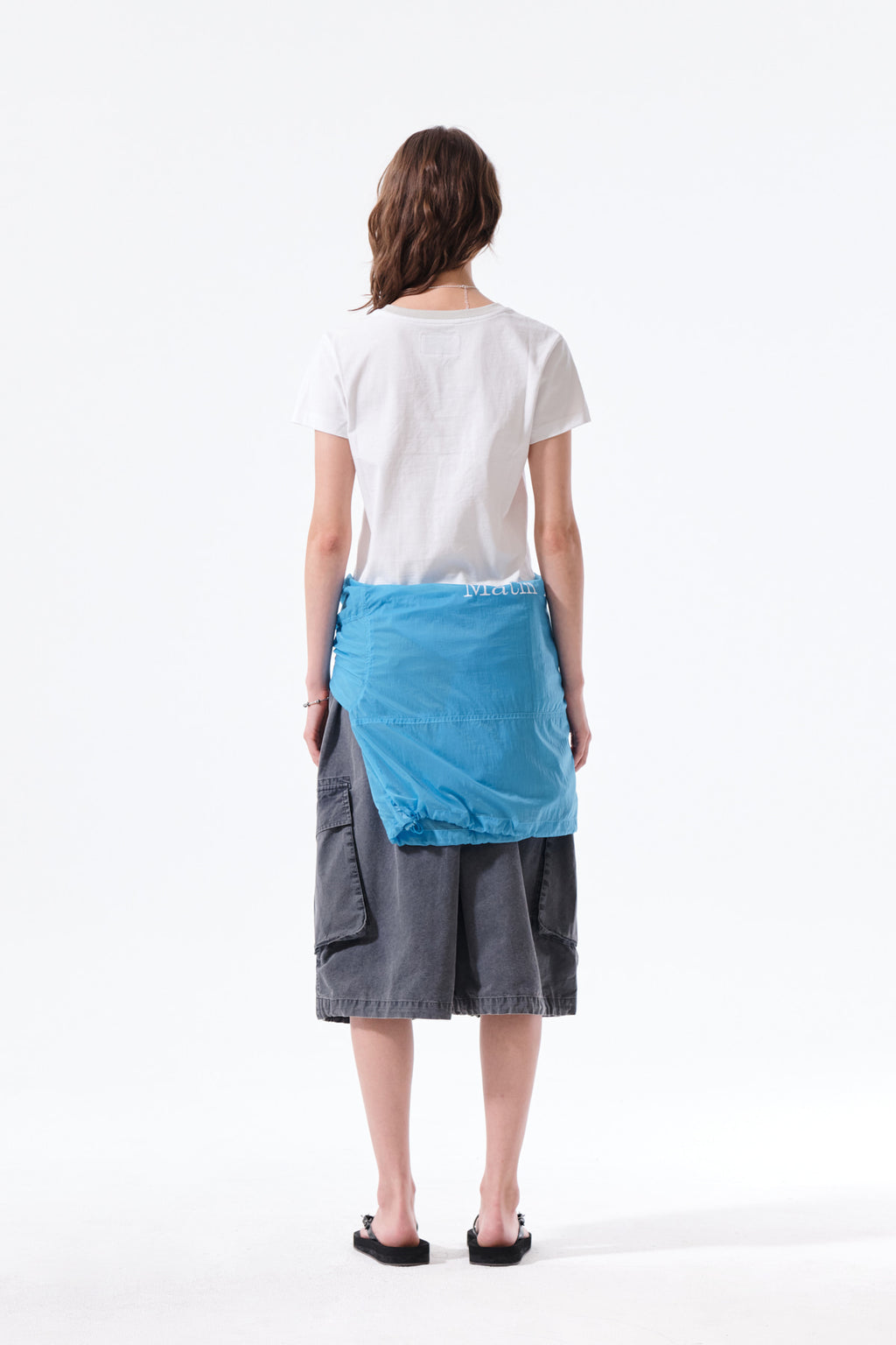Matin Kim - Tonal Rib Logo Crop Top (White) product image 7 | TRAB K-Fashion Australia
