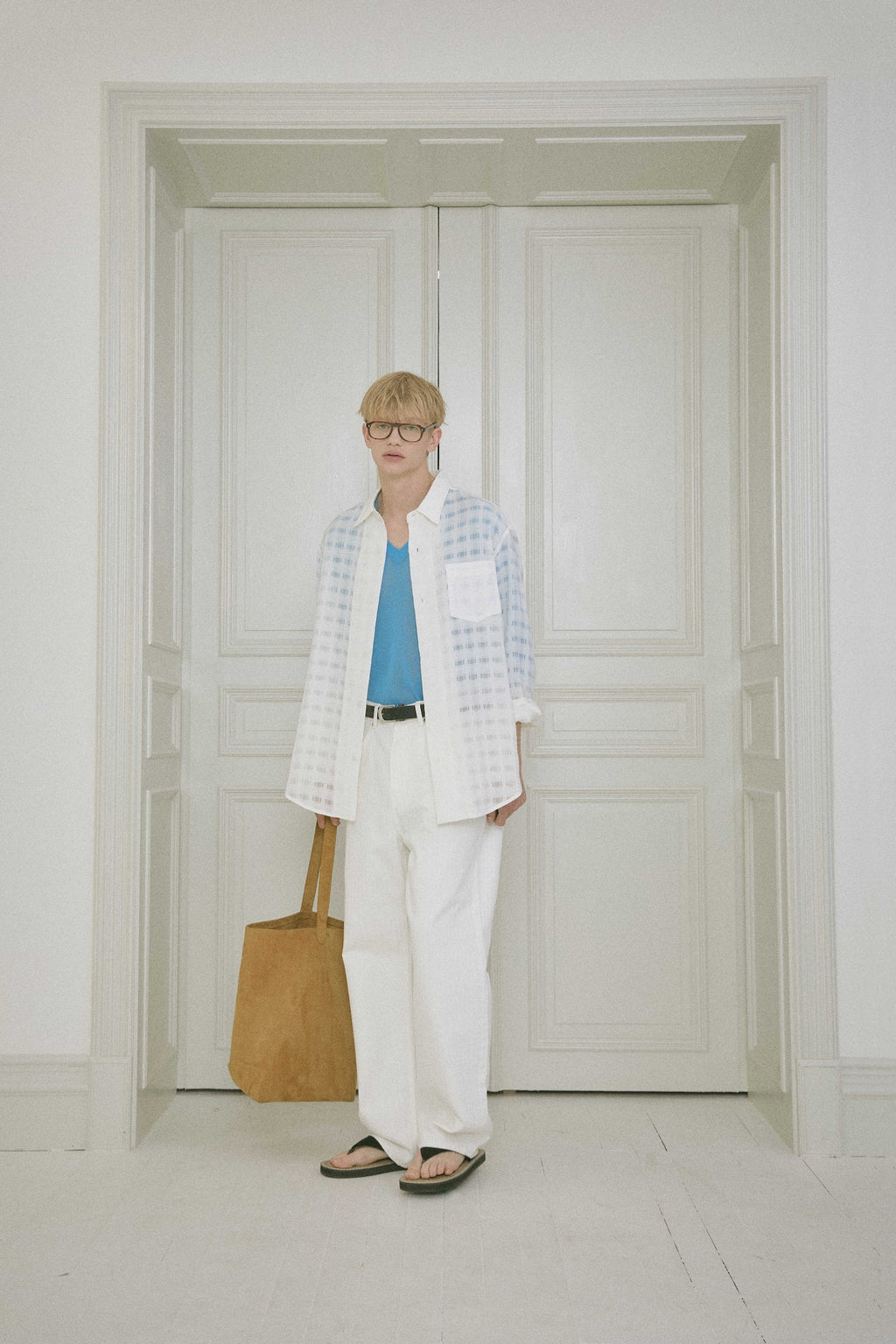 STU - Comfortable Check Shirt (White) product image 9 | TRAB K-Fashion Australia