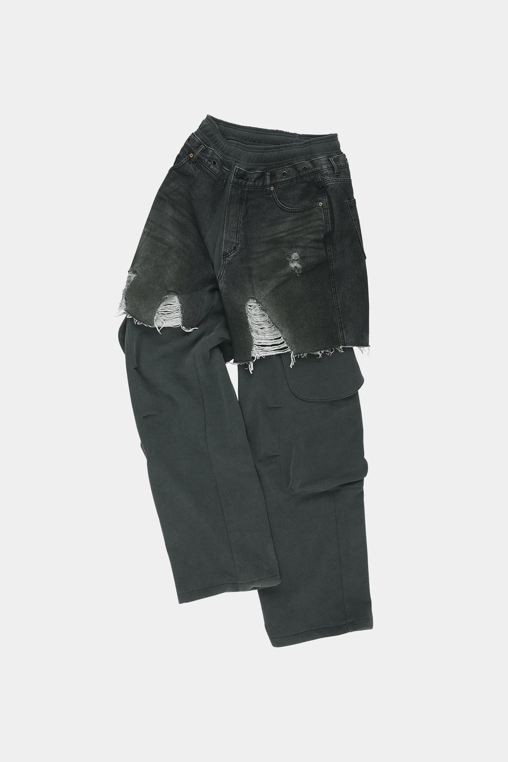Andersson Bell - Unisex Rugged Denim-Inset Sweatpants (Black) product image 12 | TRAB K-Fashion Australia