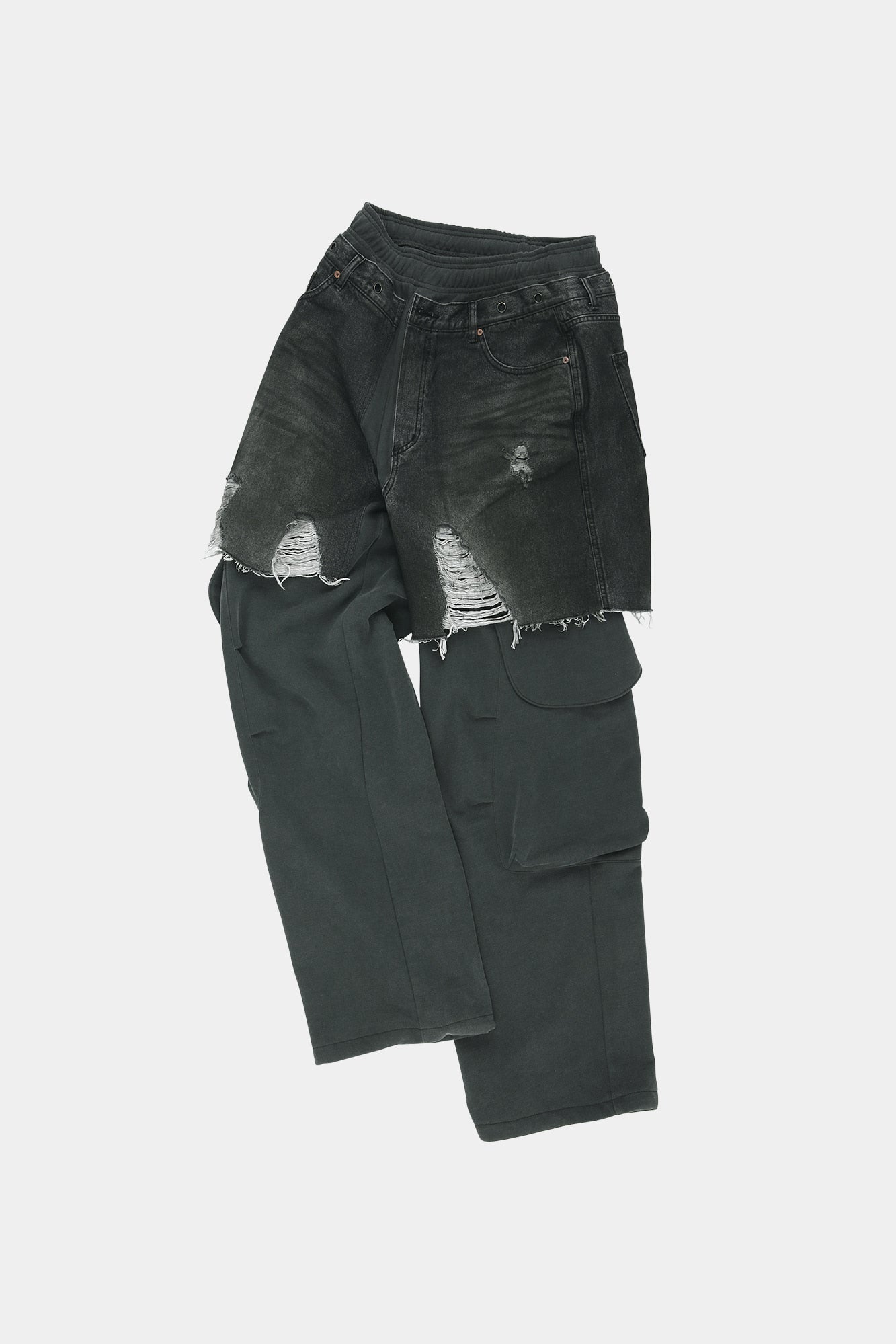 Andersson Bell - Unisex Rugged Denim-Inset Sweatpants (Black) product image 12 | TRAB K-Fashion Australia