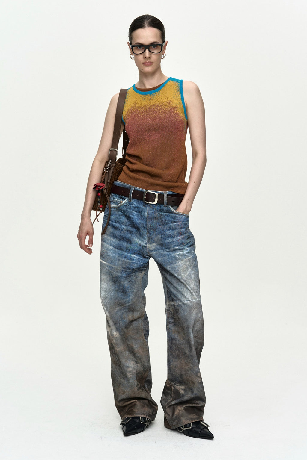 Andersson Bell - Unisex Festival Mud Printed Jeans (Blue) product image 1 | TRAB K-Fashion Australia
