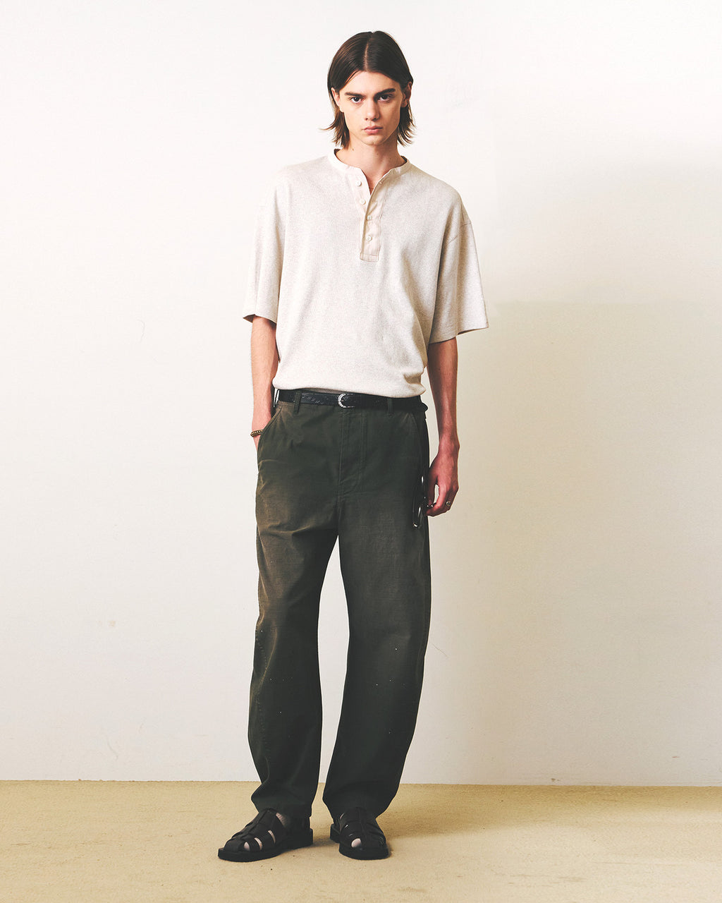 Eastlogue - Anchor Line Henry Neck T-shirts (Oatmeal) product image 4 | TRAB K-Fashion Australia