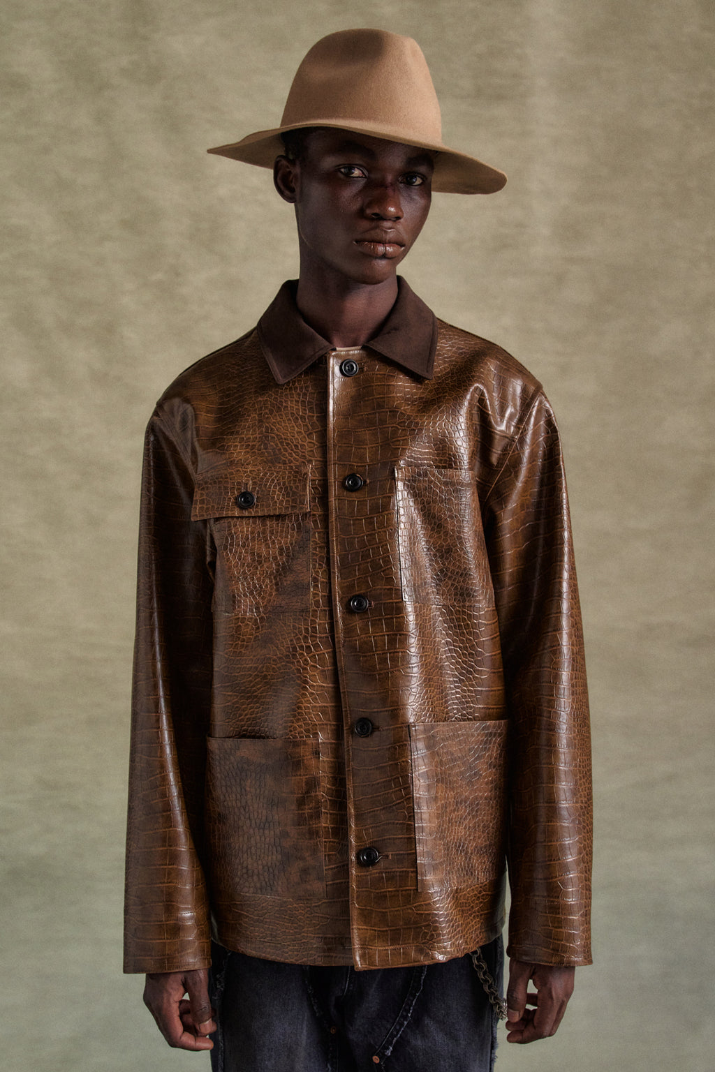 Andersson Bell - Faux Leather Work Jacket (Brown) product image 8 | TRAB K-Fashion Australia