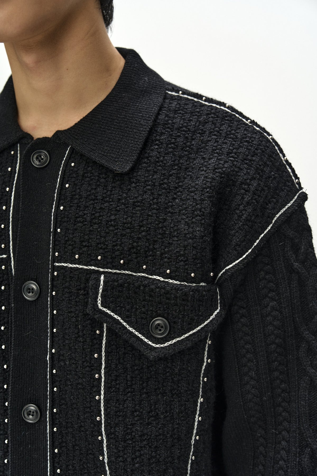 Andersson Bell - Camelon Trucker Cardigan (Black) product image 6 | TRAB K-Fashion Australia