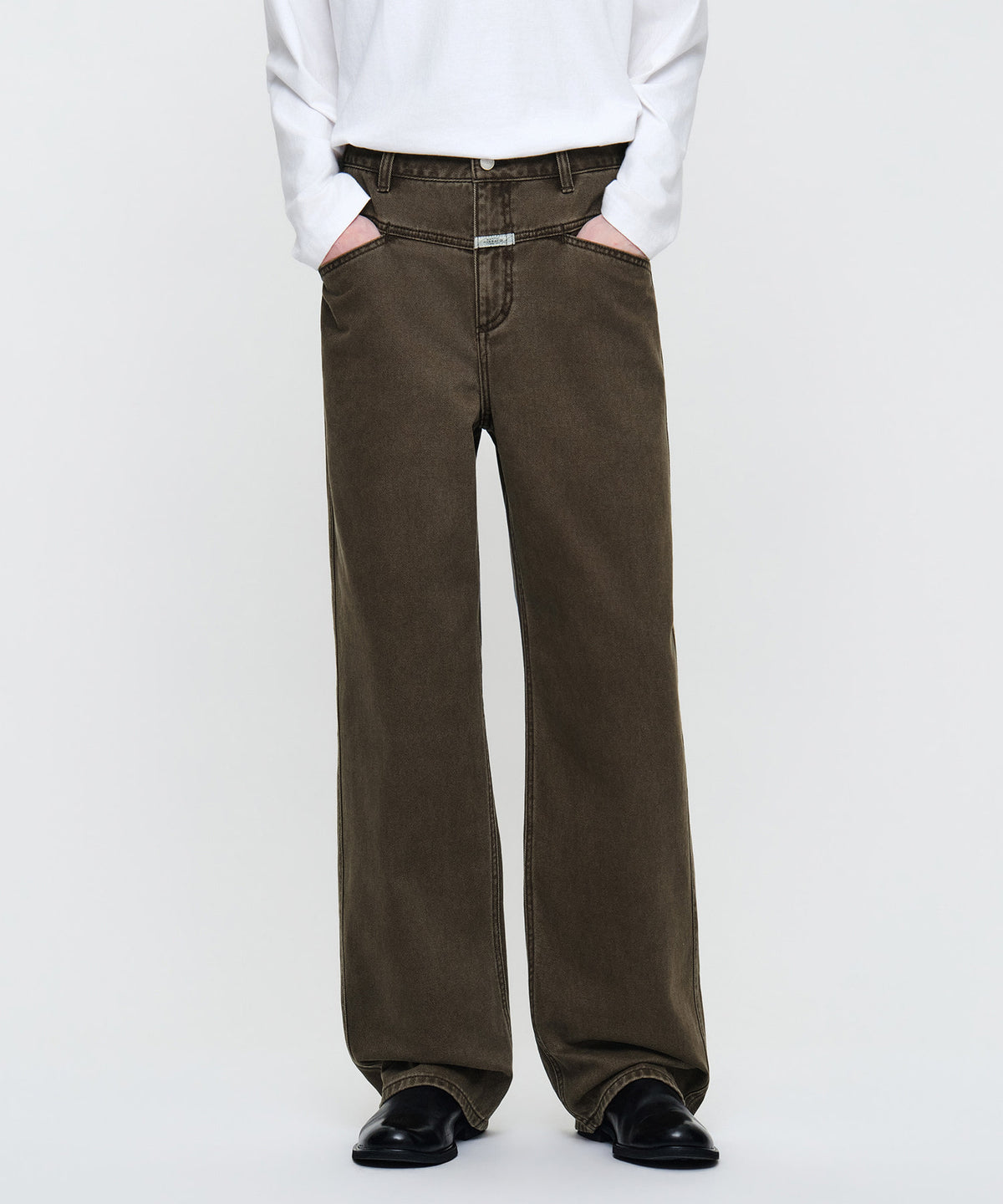 Marithe & Francois Girbaud - X-pocket Semi-wide Denim Pants (Brown) product image 1 | TRAB K-Fashion Australia