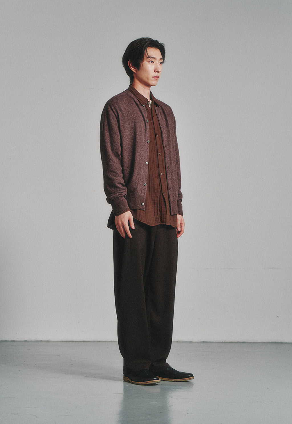Art if acts - Wholegarment Round Neck Cardigan (Melange Brown) product image 2 | TRAB K-Fashion Australia