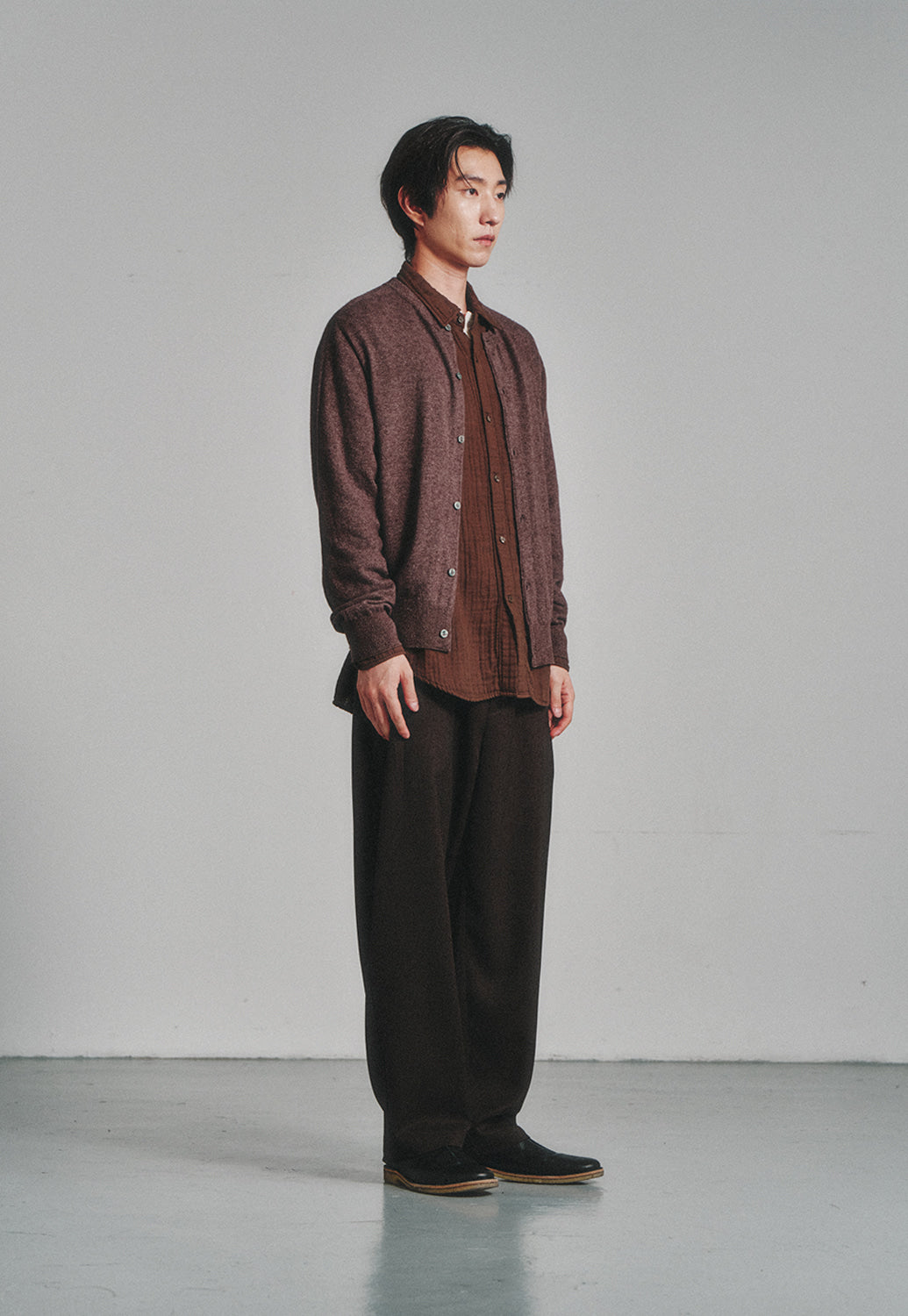 Art if acts - Wholegarment Round Neck Cardigan (Melange Brown) product image 2 | TRAB K-Fashion Australia
