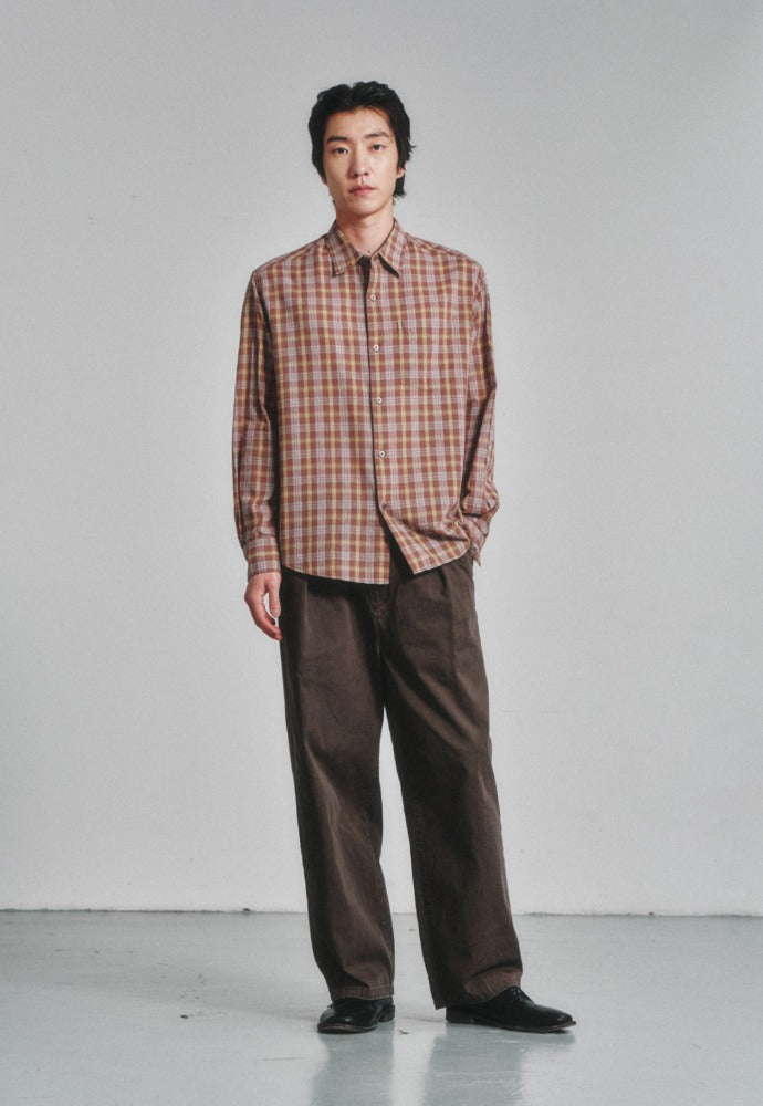 Art if acts - French Check Shirt (Brown/Blue) product image 1 | TRAB K-Fashion Australia