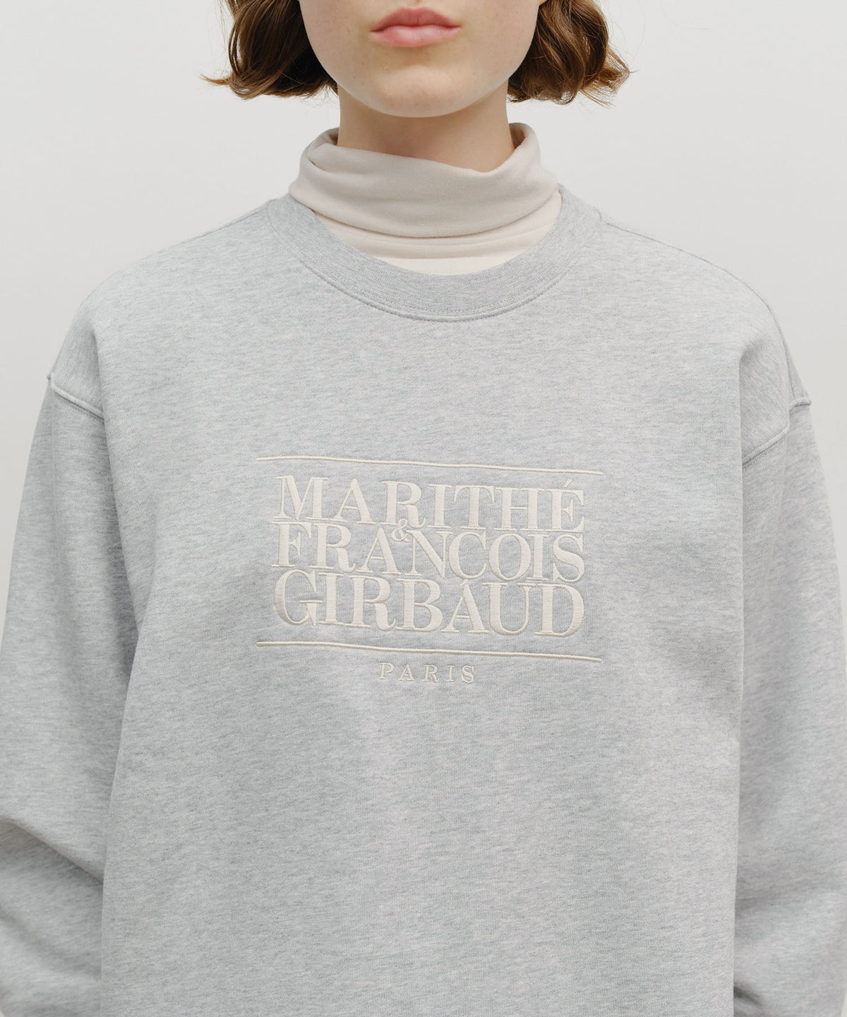 Marithe & Francois Girbaud - Classic Logo Embroidery Sweatshirt (brushed) (Heather Gray) product image 4 | TRAB K-Fashion Australia