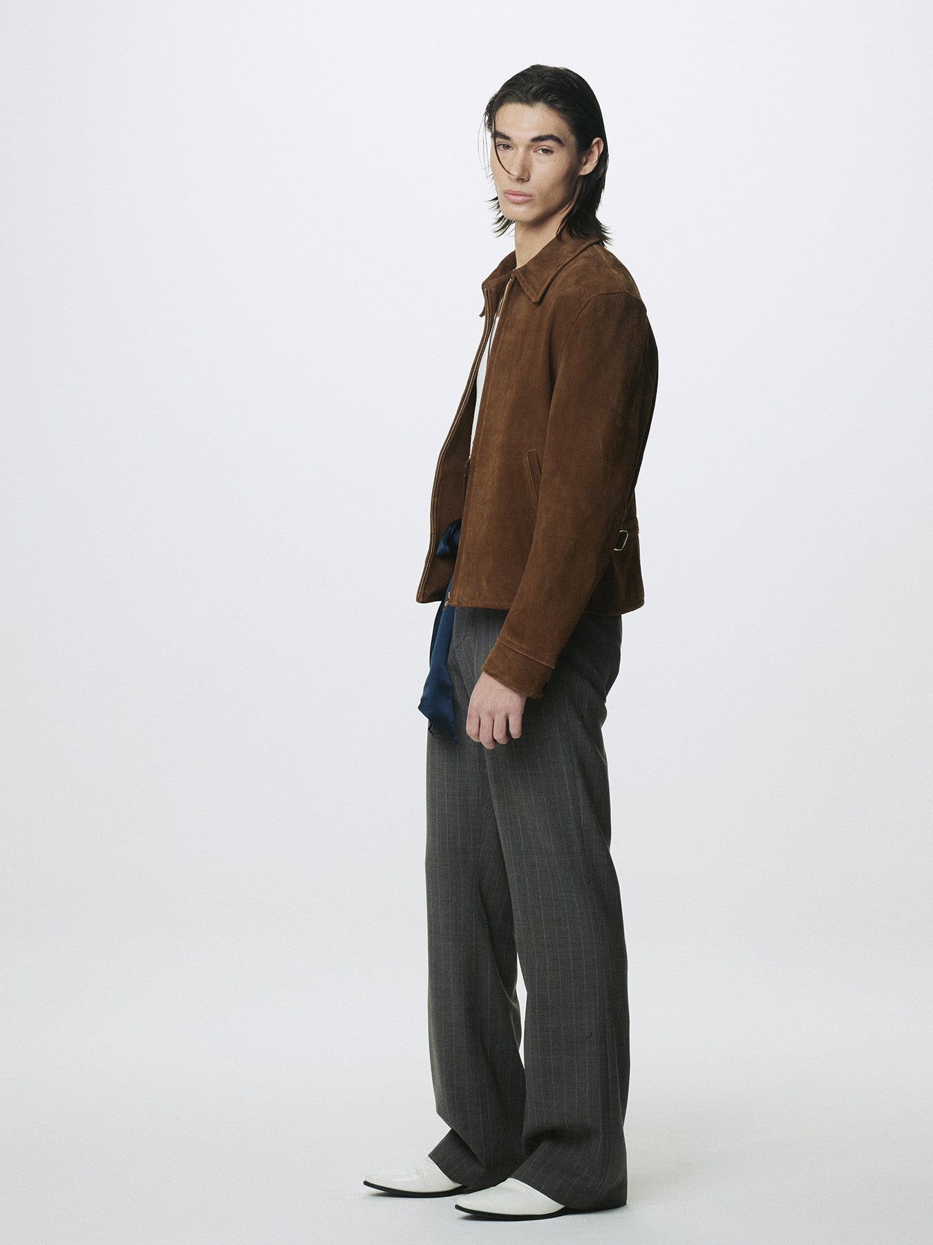 Tonywack - Goat Suede Buckle Zip Jacket (Camel Brown) product image 3 | TRAB K-Fashion Australia