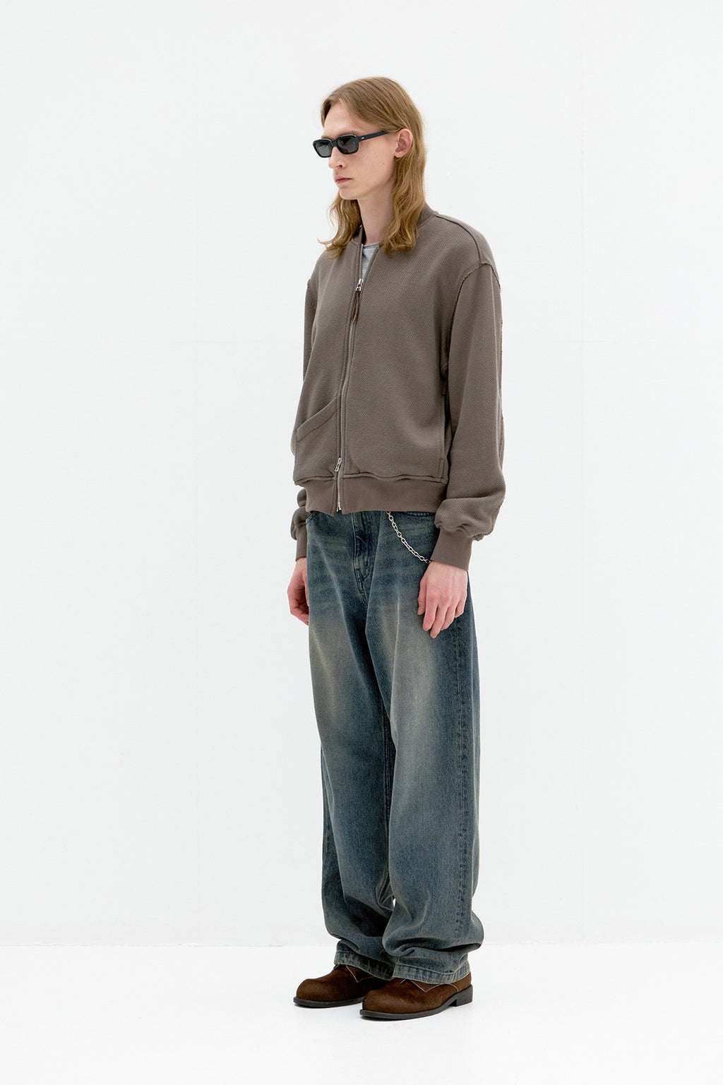 Coor - Cotton Aviation Sweat Zip Up (Khaki Brown) product image 3 | TRAB K-Fashion Australia
