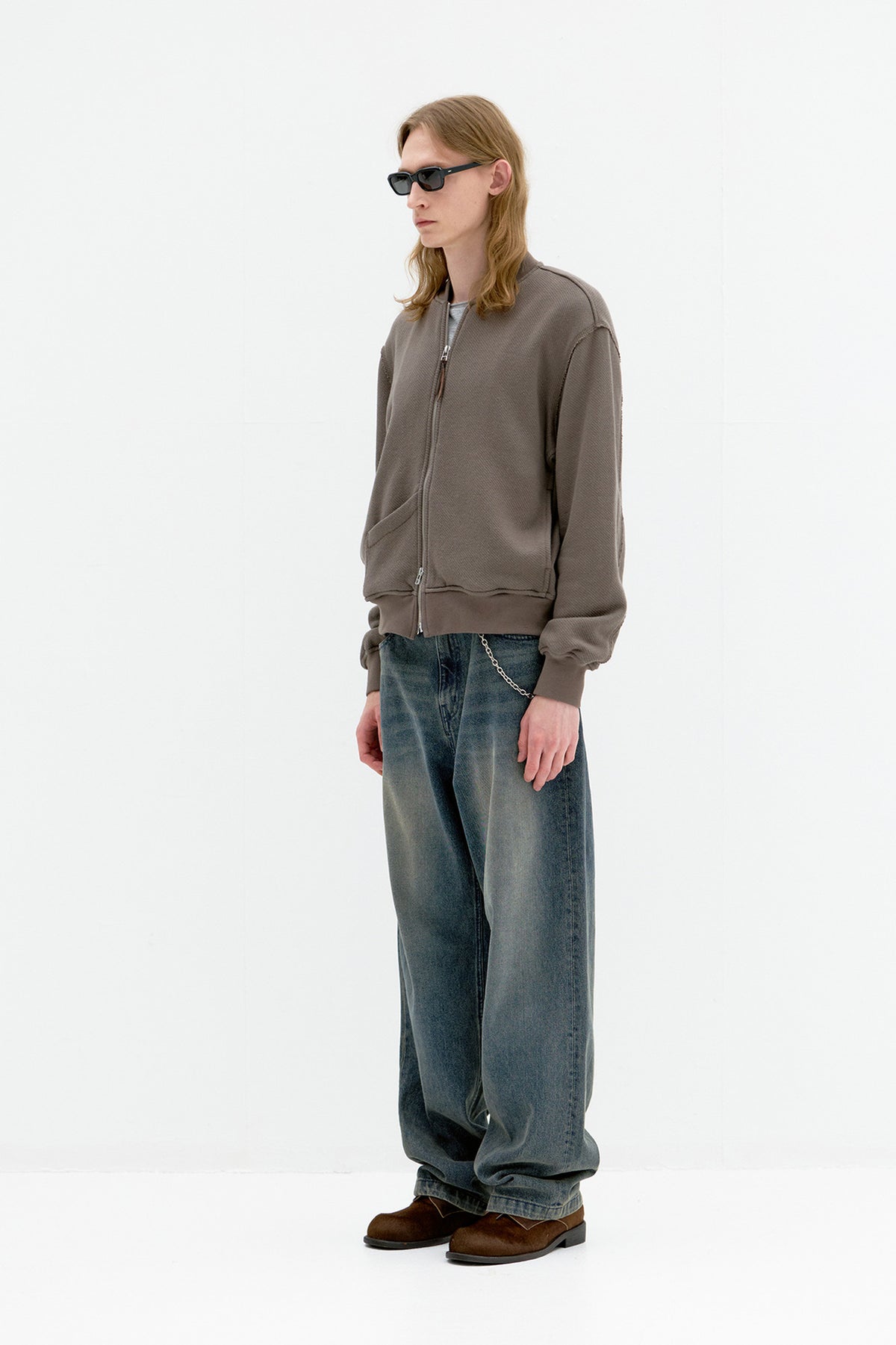Coor - Cotton Aviation Sweat Zip Up (Khaki Brown) product image 3 | TRAB K-Fashion Australia
