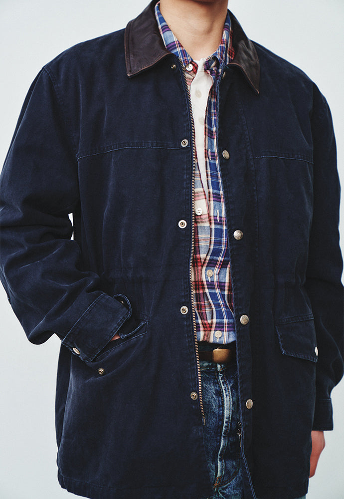 Art if acts - Leather Collar Garment Field Jacket (Faded Navy) product image 6 | TRAB K-Fashion Australia
