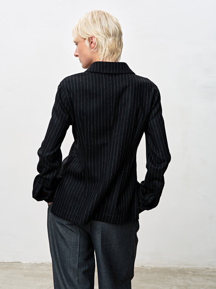 Tonywack - Striped Wool Regular-Fit Shirts (Black Stripe) product image 10 | TRAB K-Fashion Australia