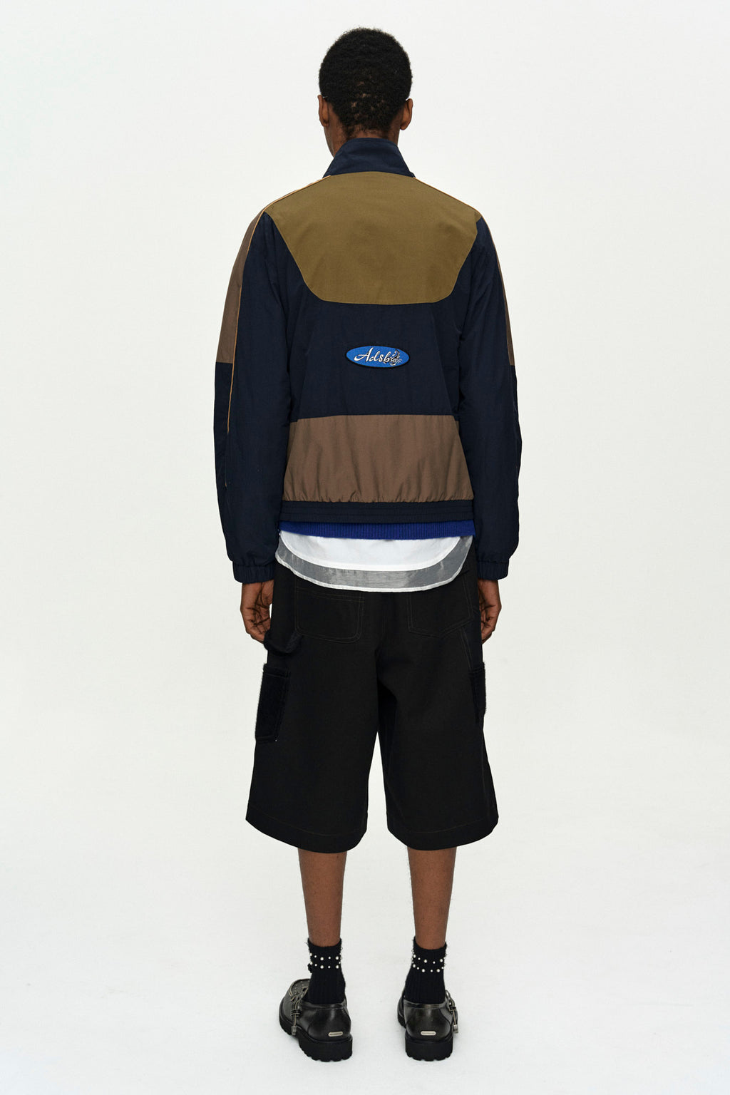 Andersson Bell - Unisex Color Block Nylon Track Jacket (Navy/Khaki) product image 3 | TRAB K-Fashion Australia