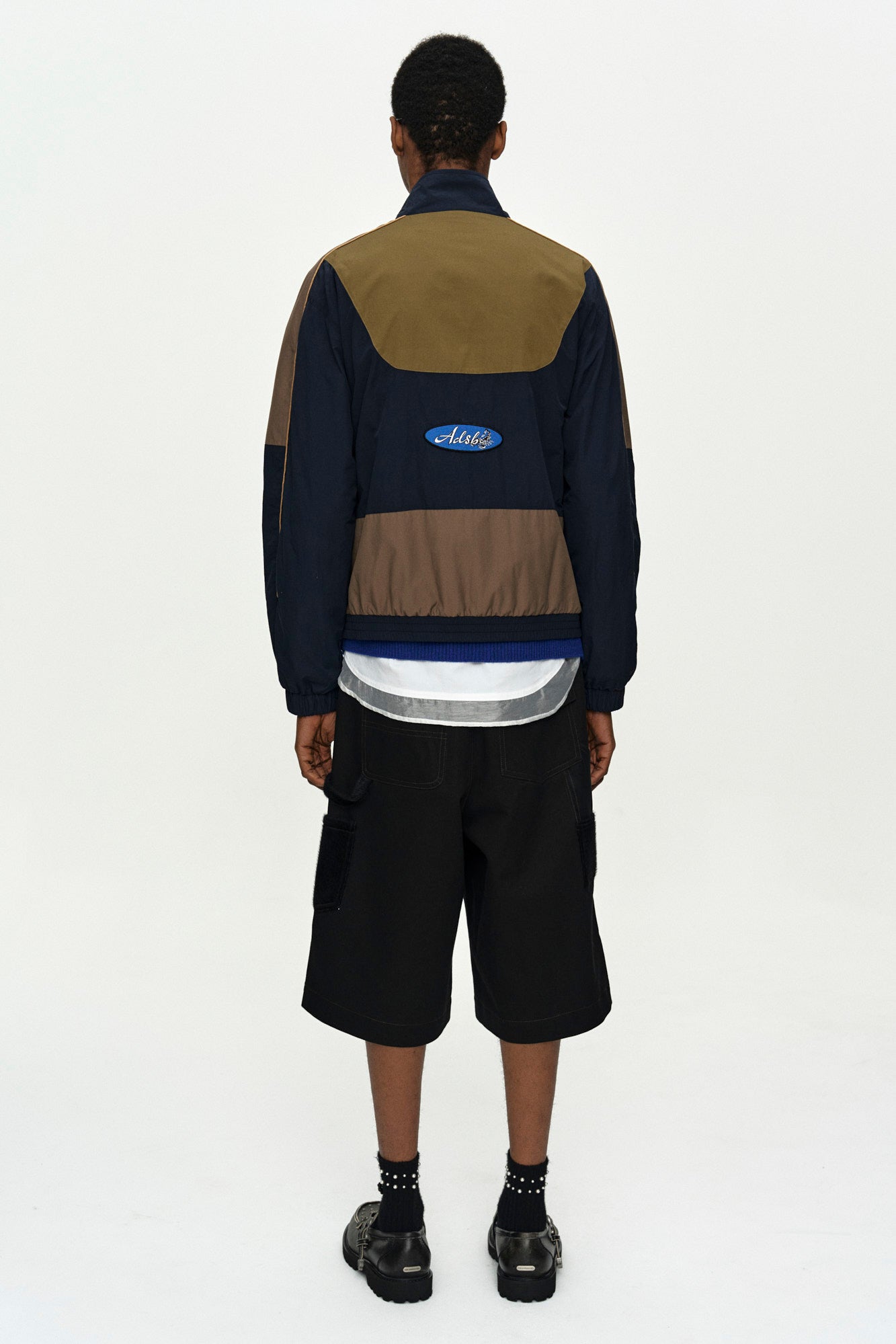 Andersson Bell - Unisex Color Block Nylon Track Jacket (Navy/Khaki) product image 3 | TRAB K-Fashion Australia