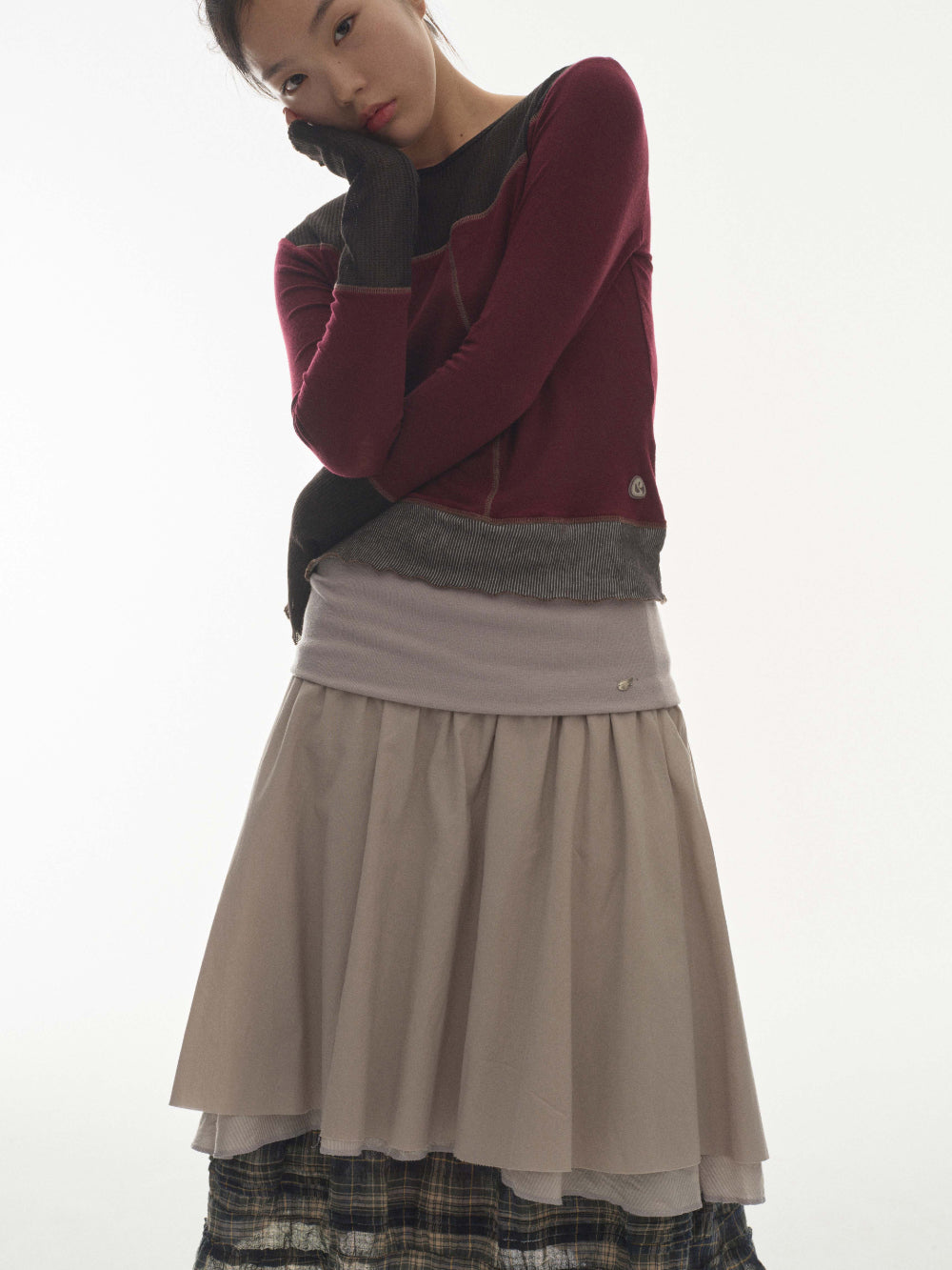 Coyseio - Net Stitch Longsleeves (Plum Red) product image 6 | TRAB K-Fashion Australia