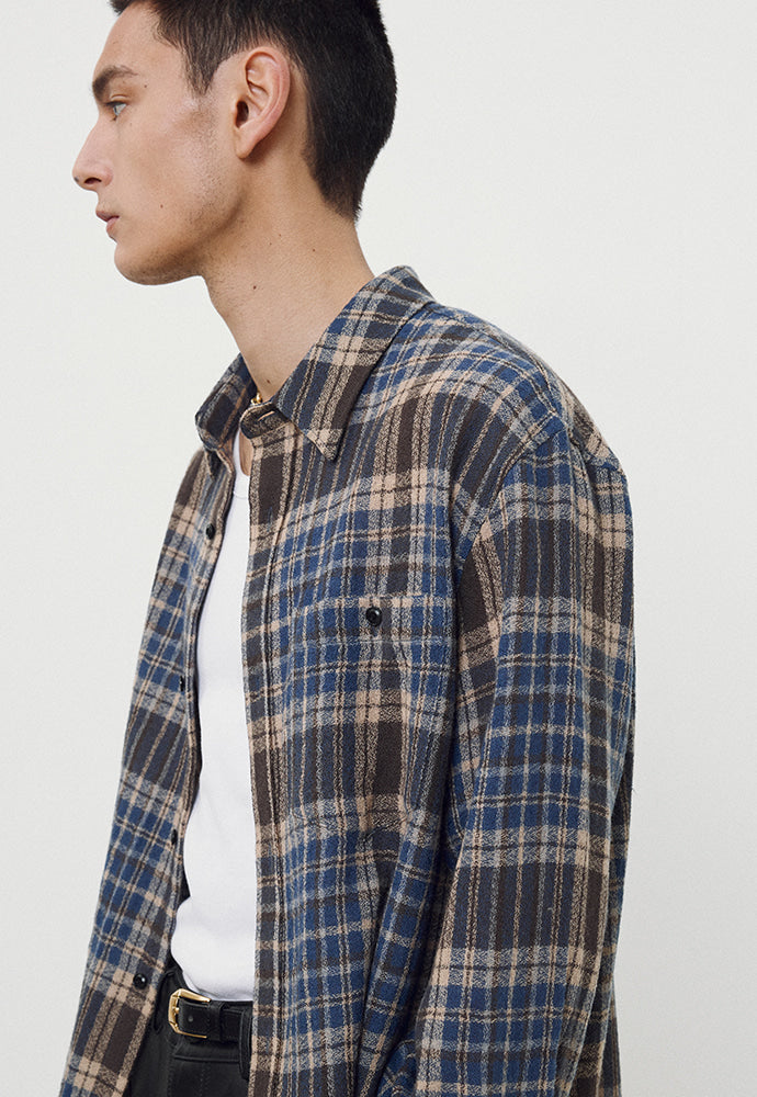 Tonywack - Light Wool Single Pocket Check Shirt (Blue) product image 5 | TRAB K-Fashion Australia