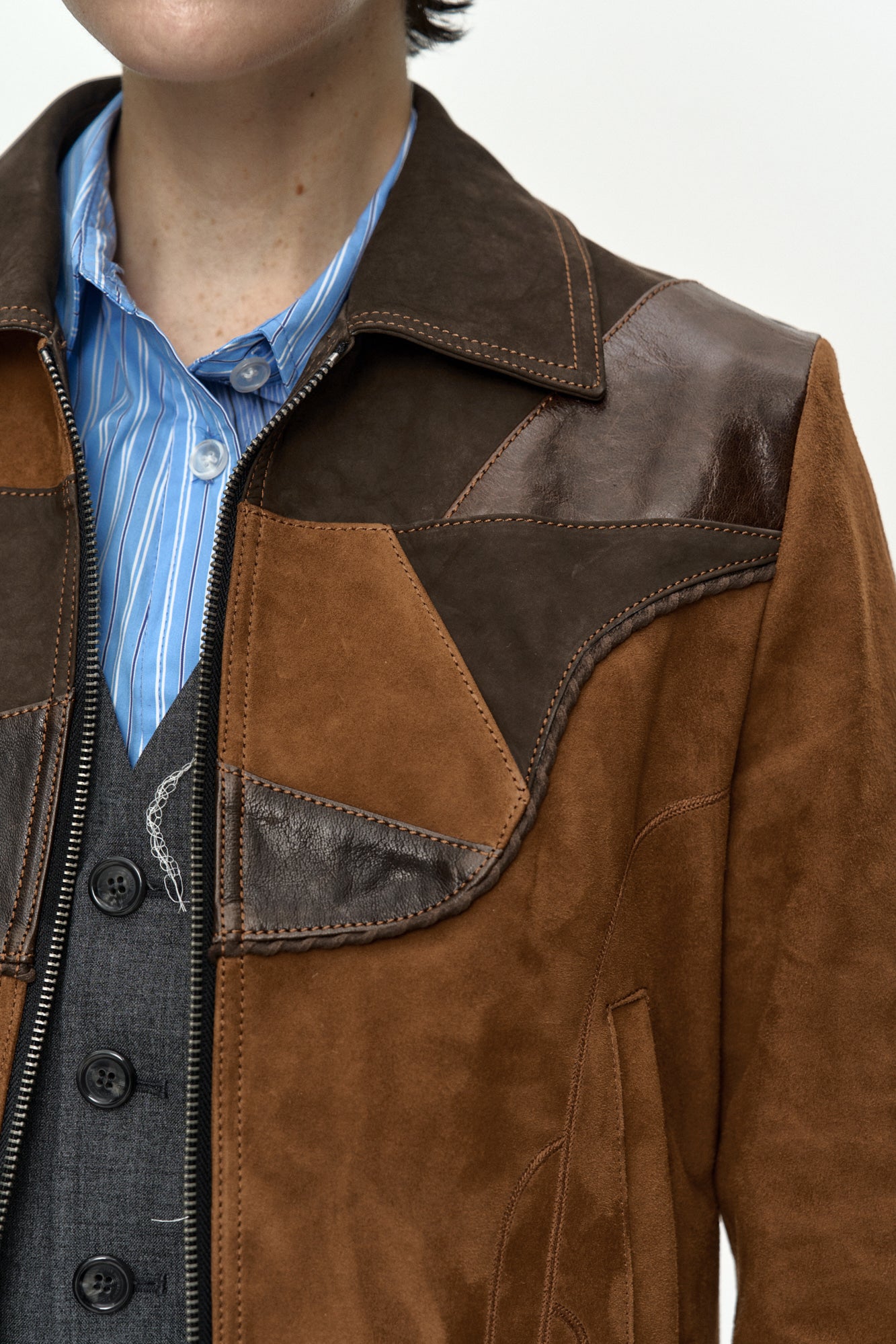 Andersson Bell - Harvey Leather Patchwork Jacket (Brown) product image 6 | TRAB K-Fashion Australia