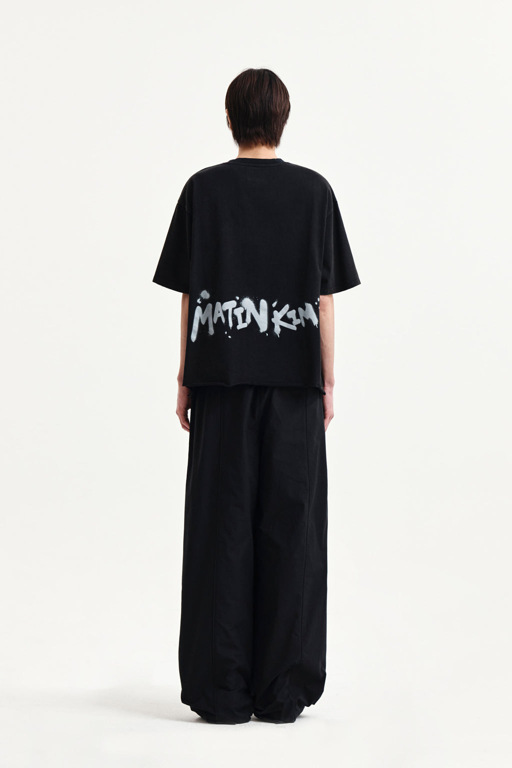 Matin Kim - Raw Cut Graffiti Logo Top (Black) product image 7 | TRAB K-Fashion Australia
