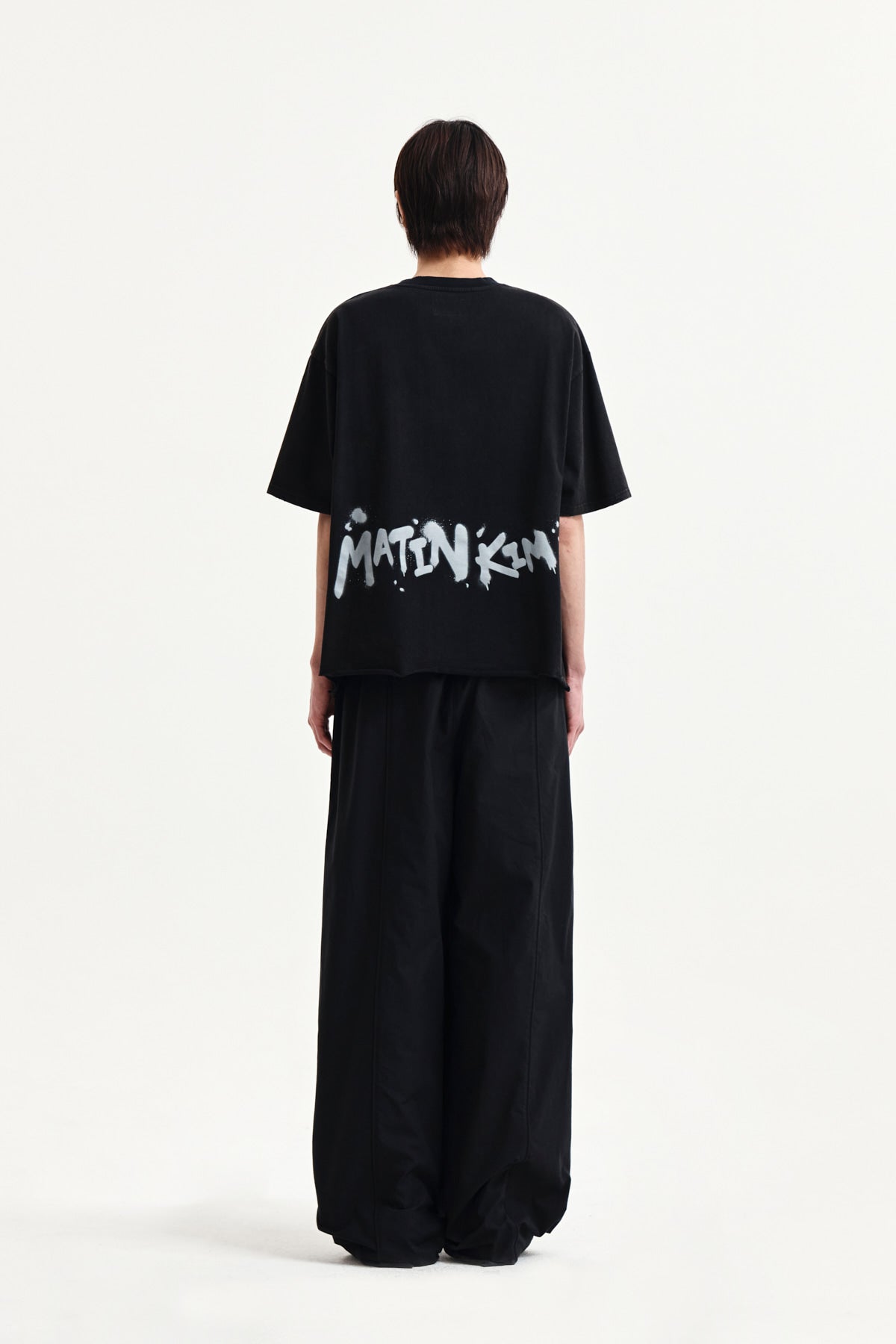 Matin Kim - Raw Cut Graffiti Logo Top (Black) product image 7 | TRAB K-Fashion Australia