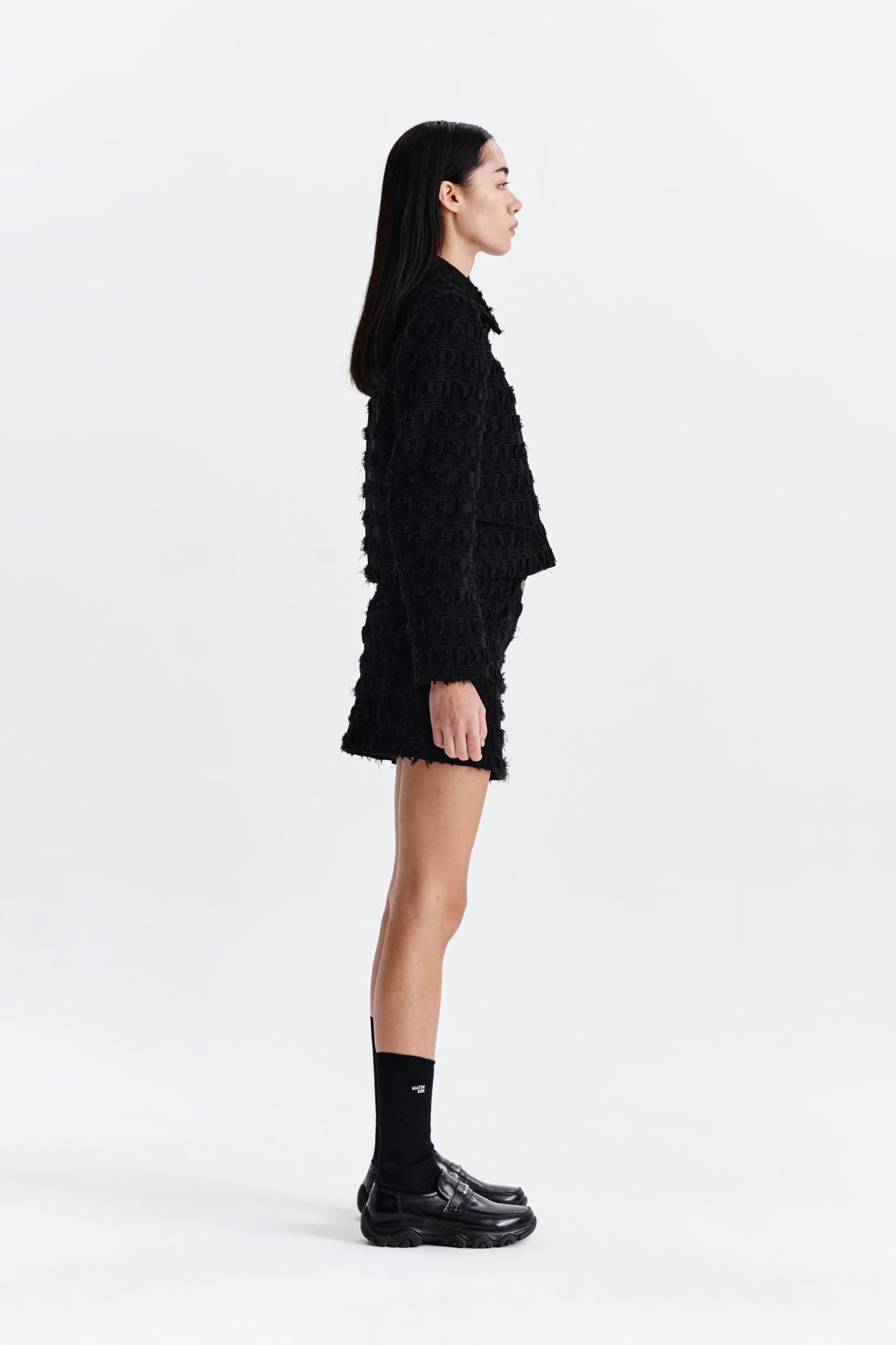 Matin Kim - Pleats Mixed Tweed Mini Skirt (Black) product image 6 | TRAB K-Fashion Australia