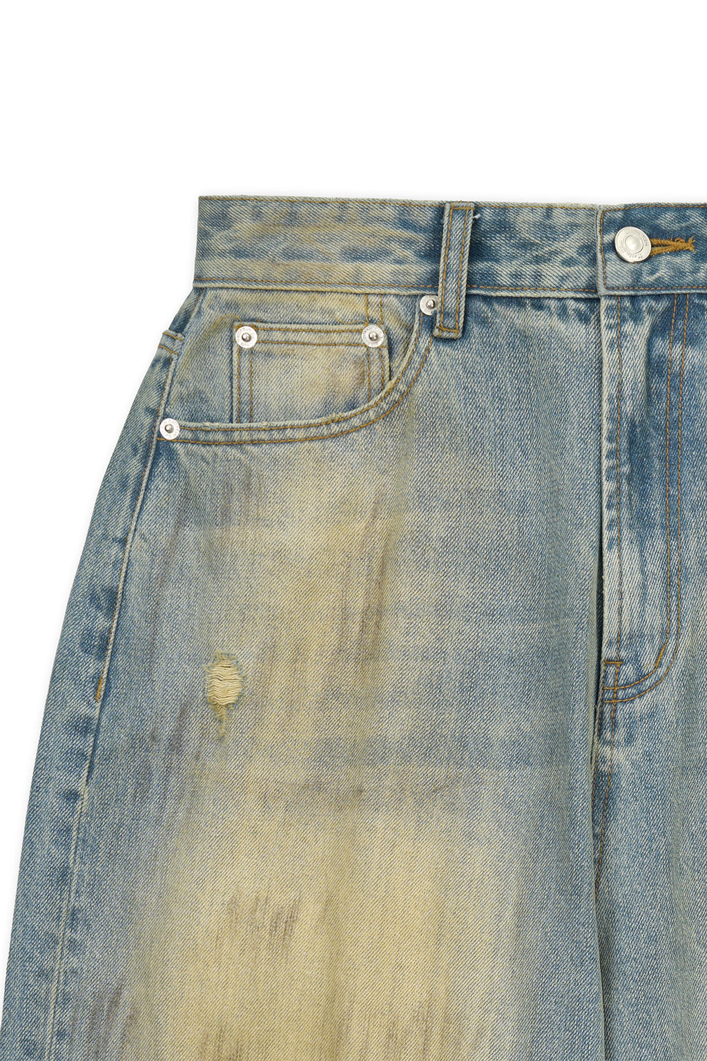 Matin Kim - Vintage Dirty Washed Denim Pants (Light Blue) product image 3 | TRAB K-Fashion Australia