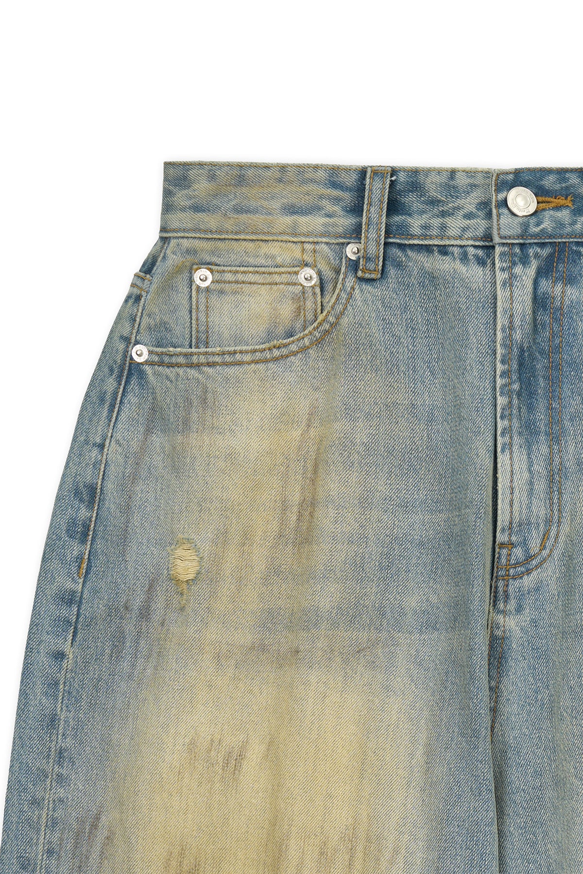 Matin Kim - Vintage Dirty Washed Denim Pants (Light Blue) product image 3 | TRAB K-Fashion Australia