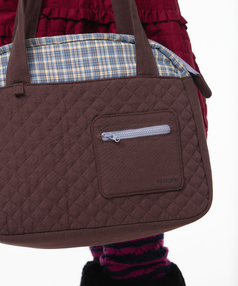 Coyseio - Check Quilted Tote Bag (Brown) product image 5 | TRAB K-Fashion Australia