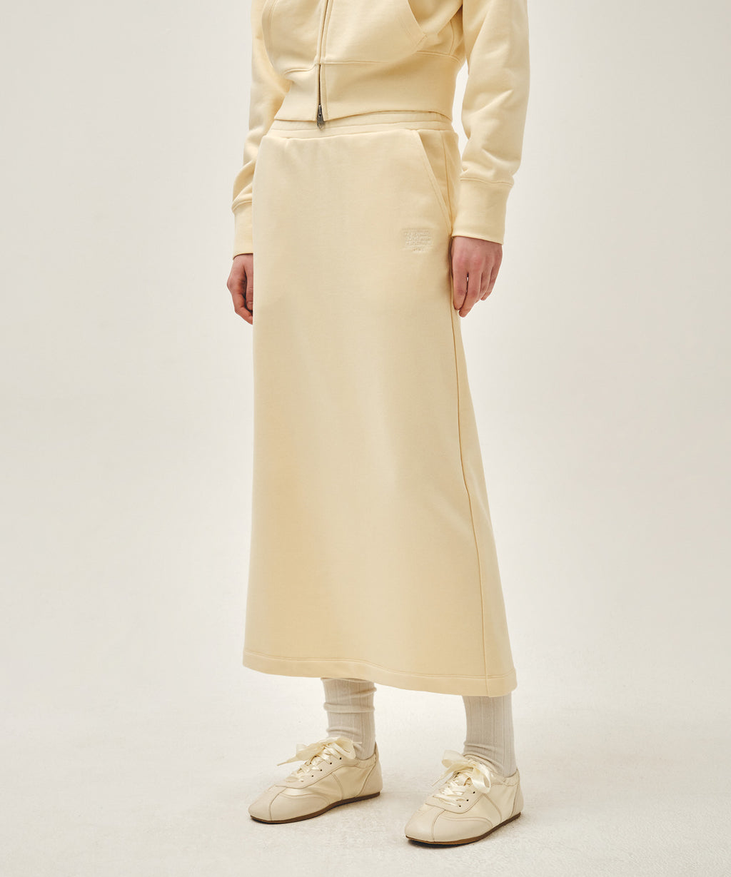 Marithe & Francois Girbaud - Classic Logo Sweat Long Skirt (Butter) product image 1 | TRAB K-Fashion Australia