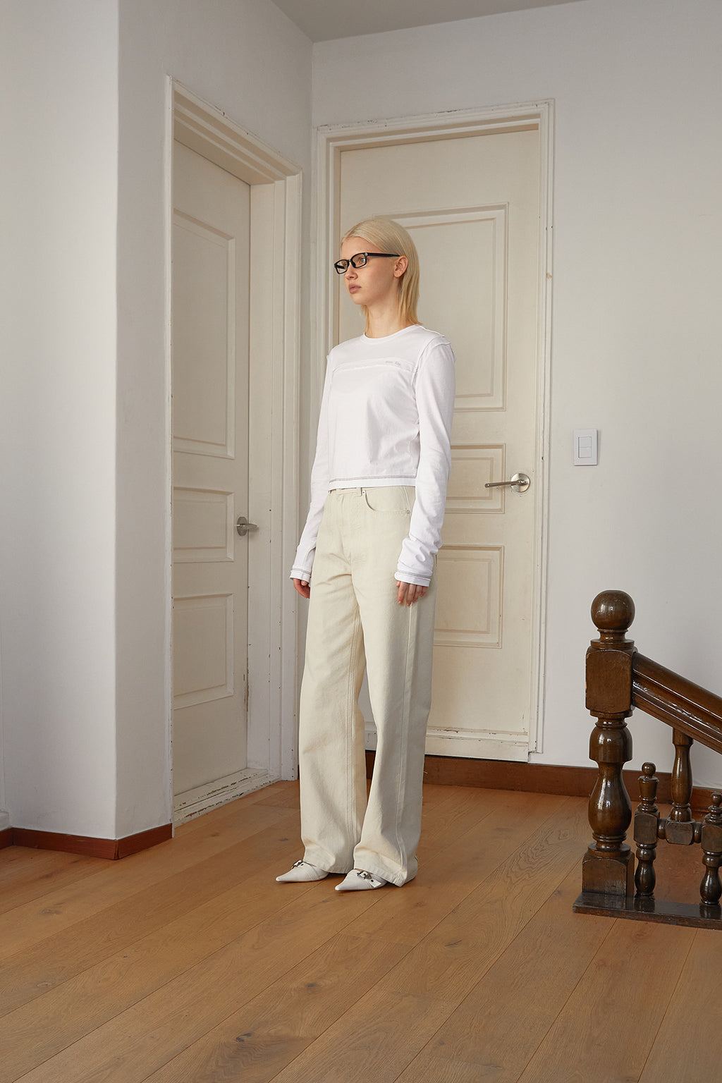 Matin Kim - Stitch Point Washed Cotton Pants (Cream) product image 8 | TRAB K-Fashion Australia